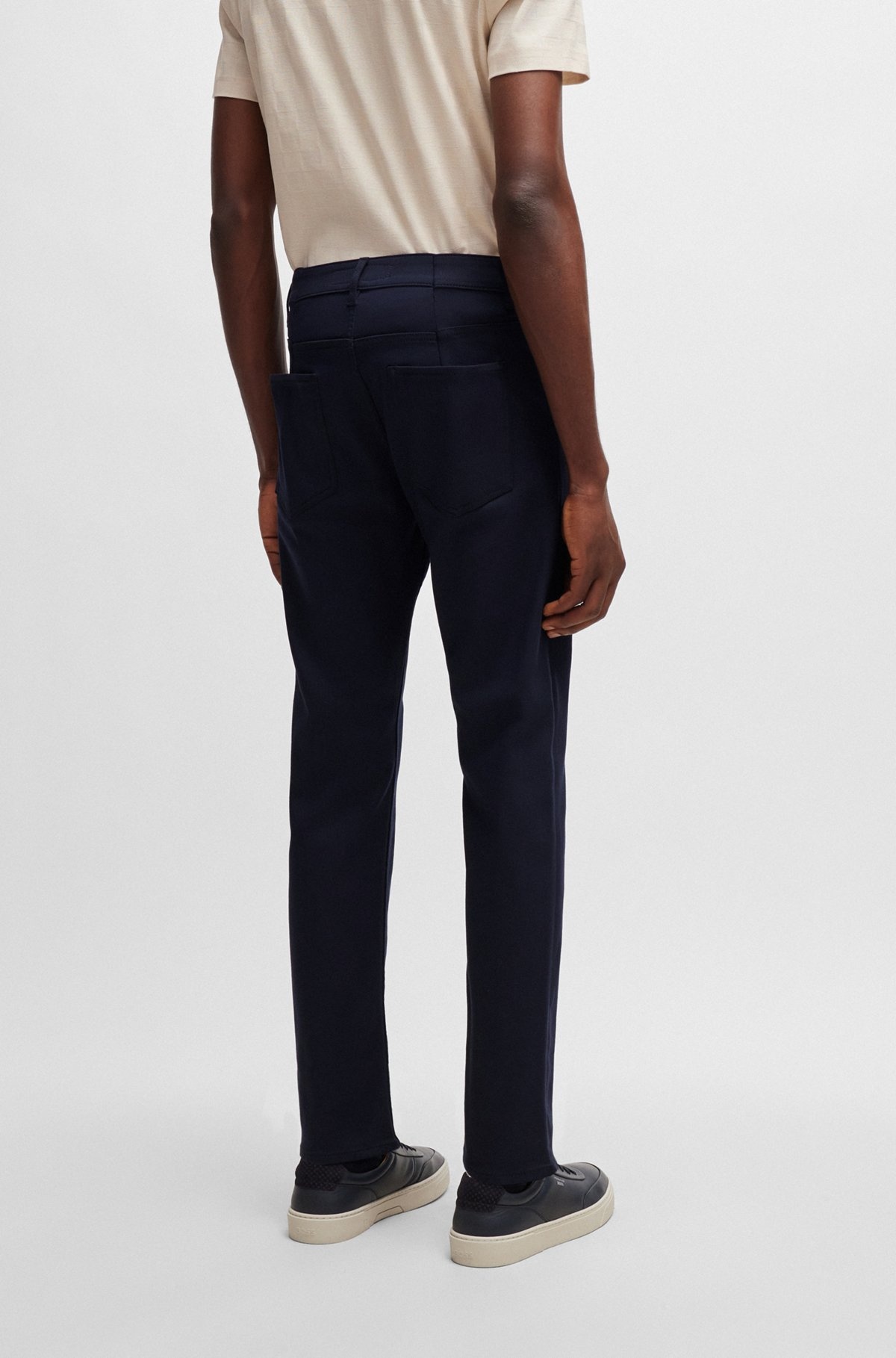 PORSCHE X BOSS TAPERED-FIT JEANS IN BLUE DENIM - 4