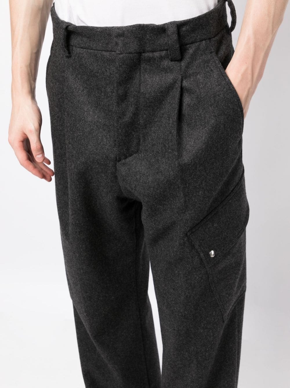 pleat-detail mid-rise cropped trousers - 5