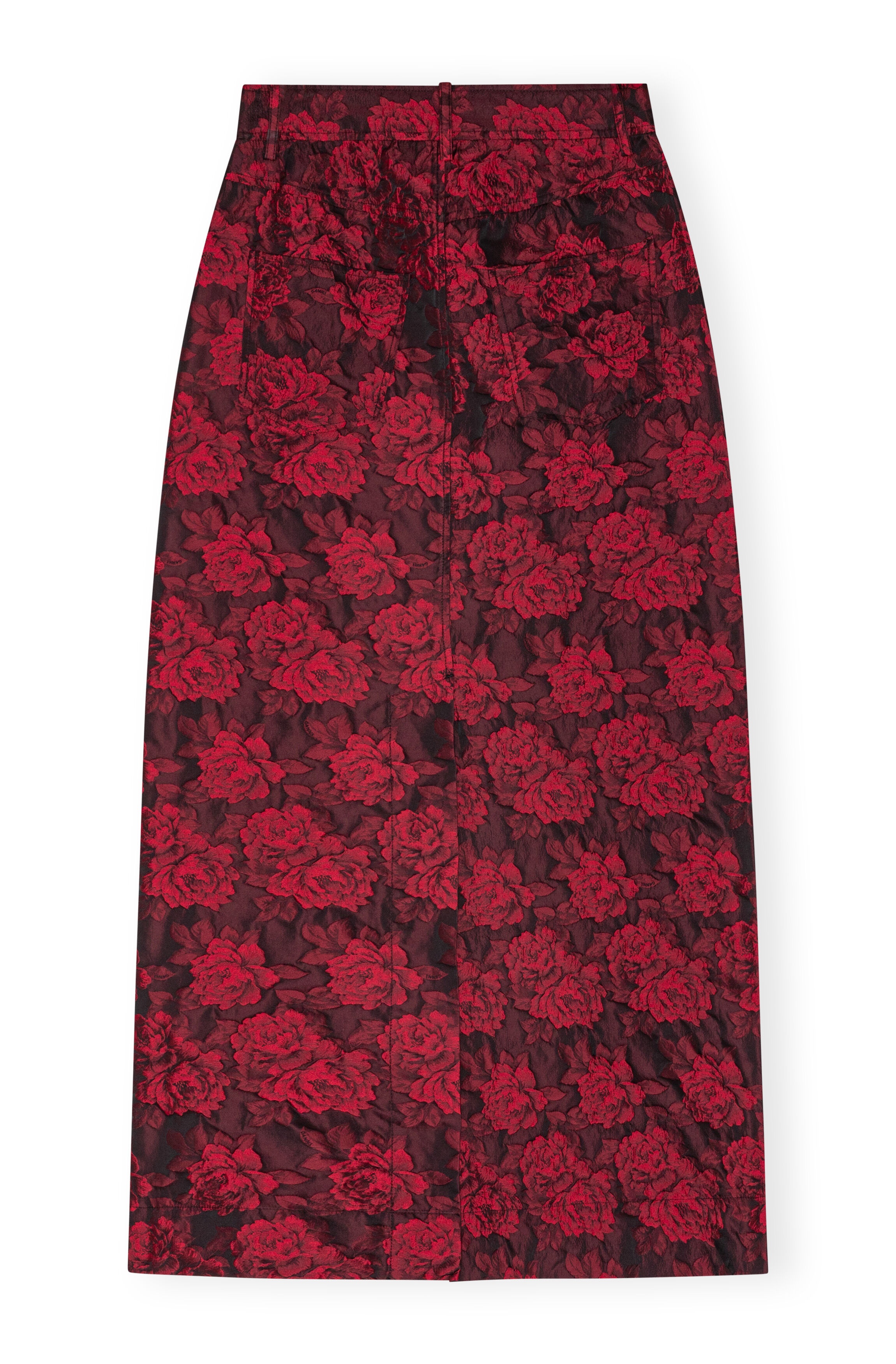 RED BOTANICAL JACQUARD LONG SKIRT - 1