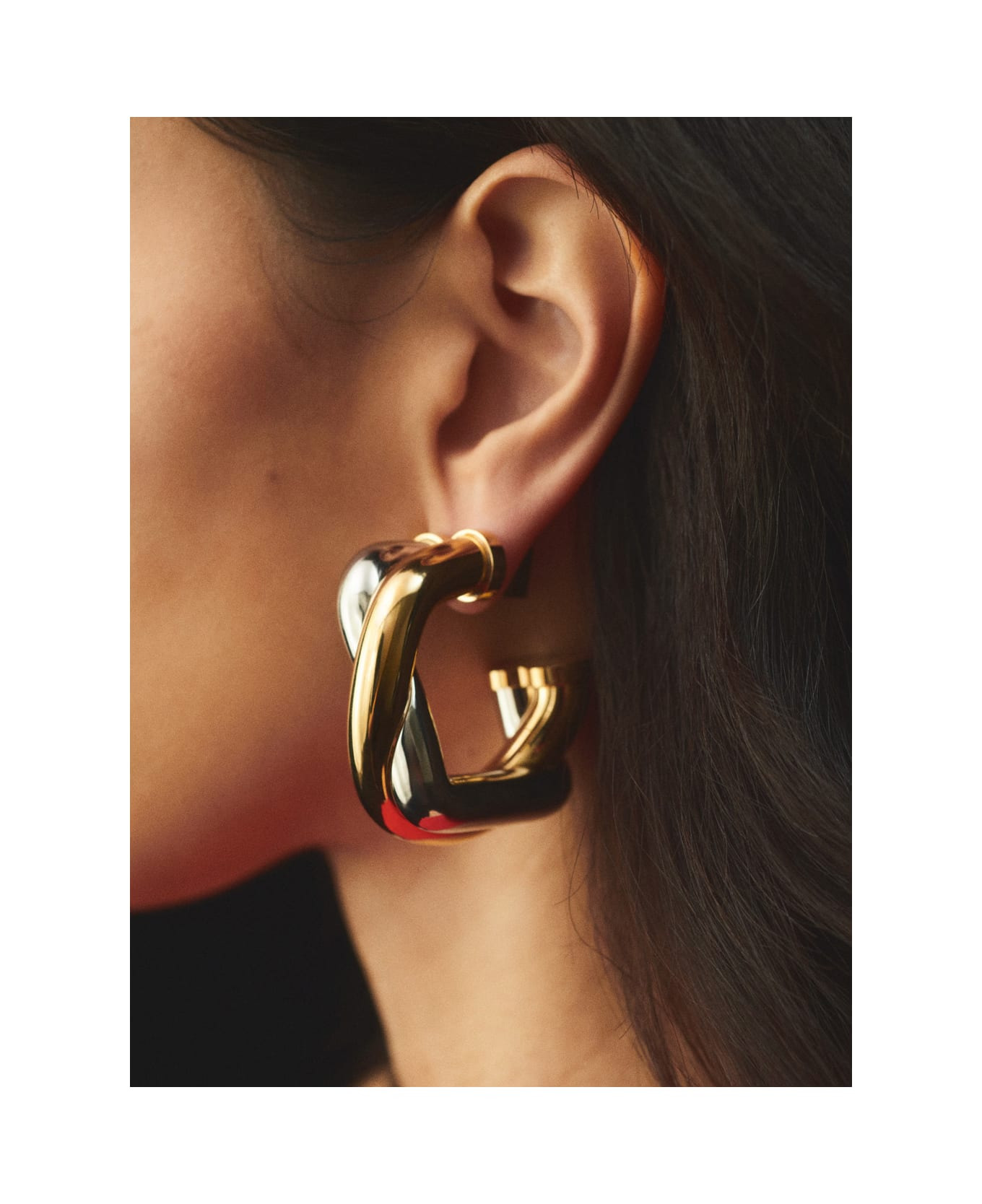 Metallic Earrings With Twisted Hoop Design In Brass Woman - 3