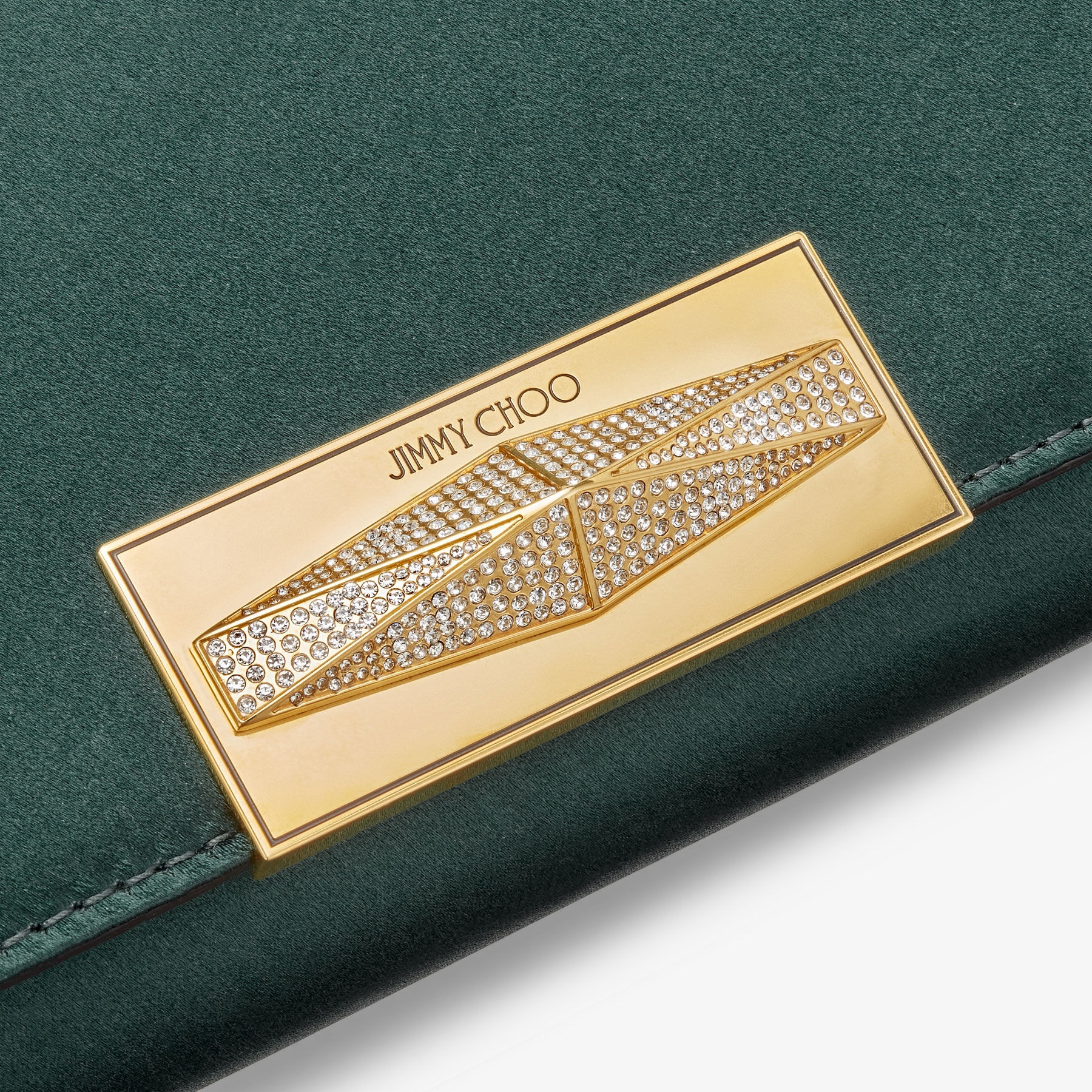 Diamond Mini Shoulder 
Dark Green Satin Mini Shoulder Bag - 4