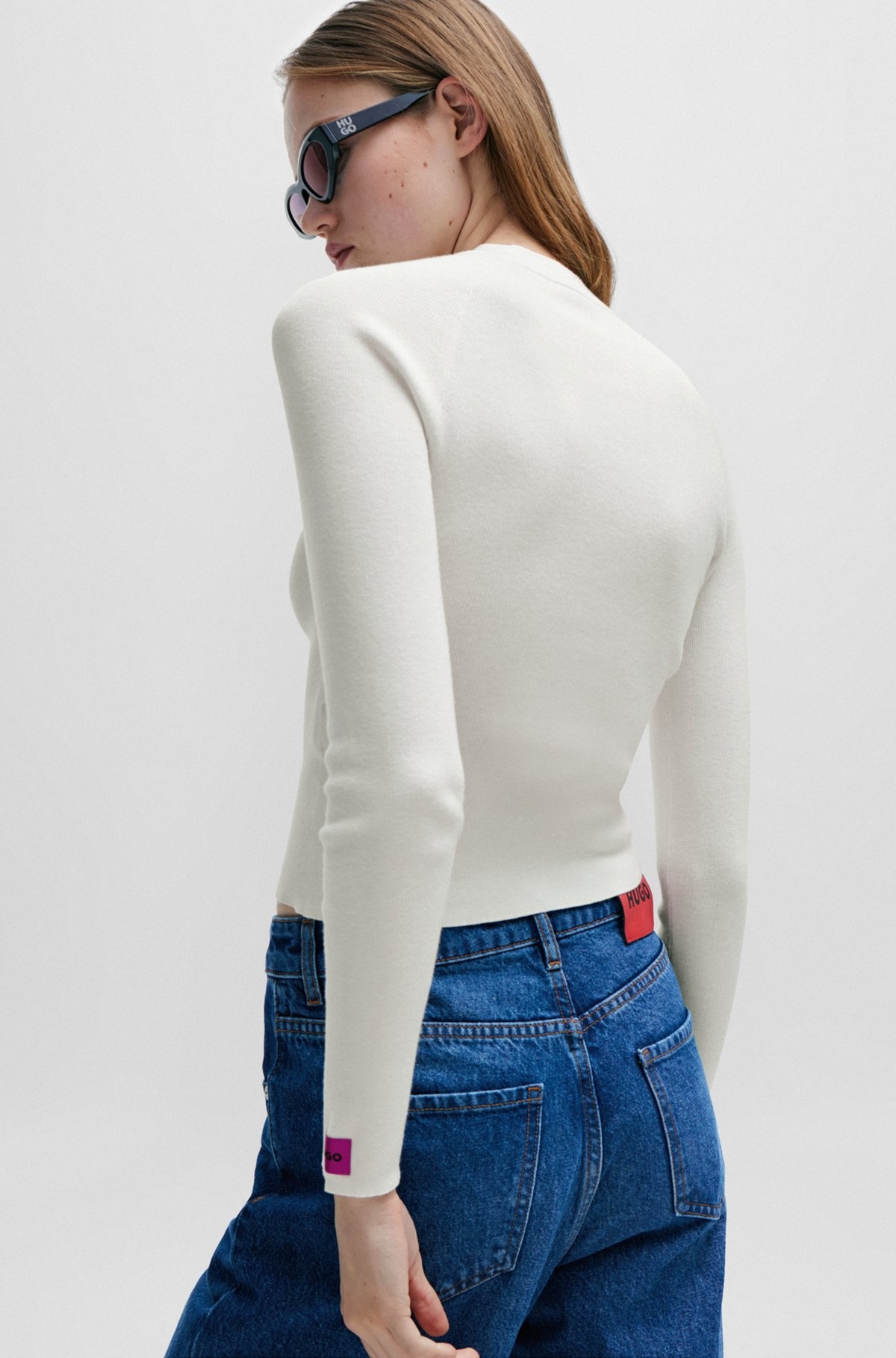 RIB-KNIT SWEATER WITH MOCK NECKLINE AND LOGO LABEL - 4