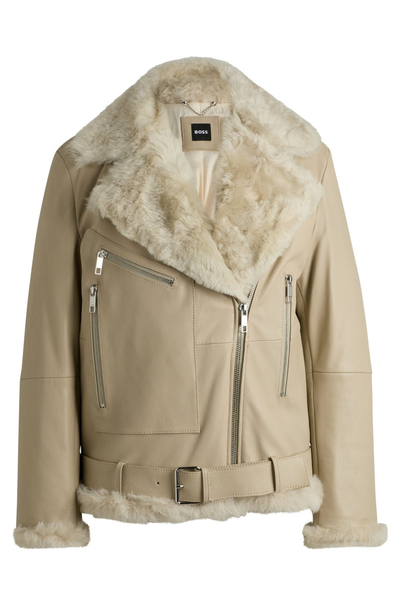 LEATHER JACKET WITH SHEEPSKIN TRIMS 1