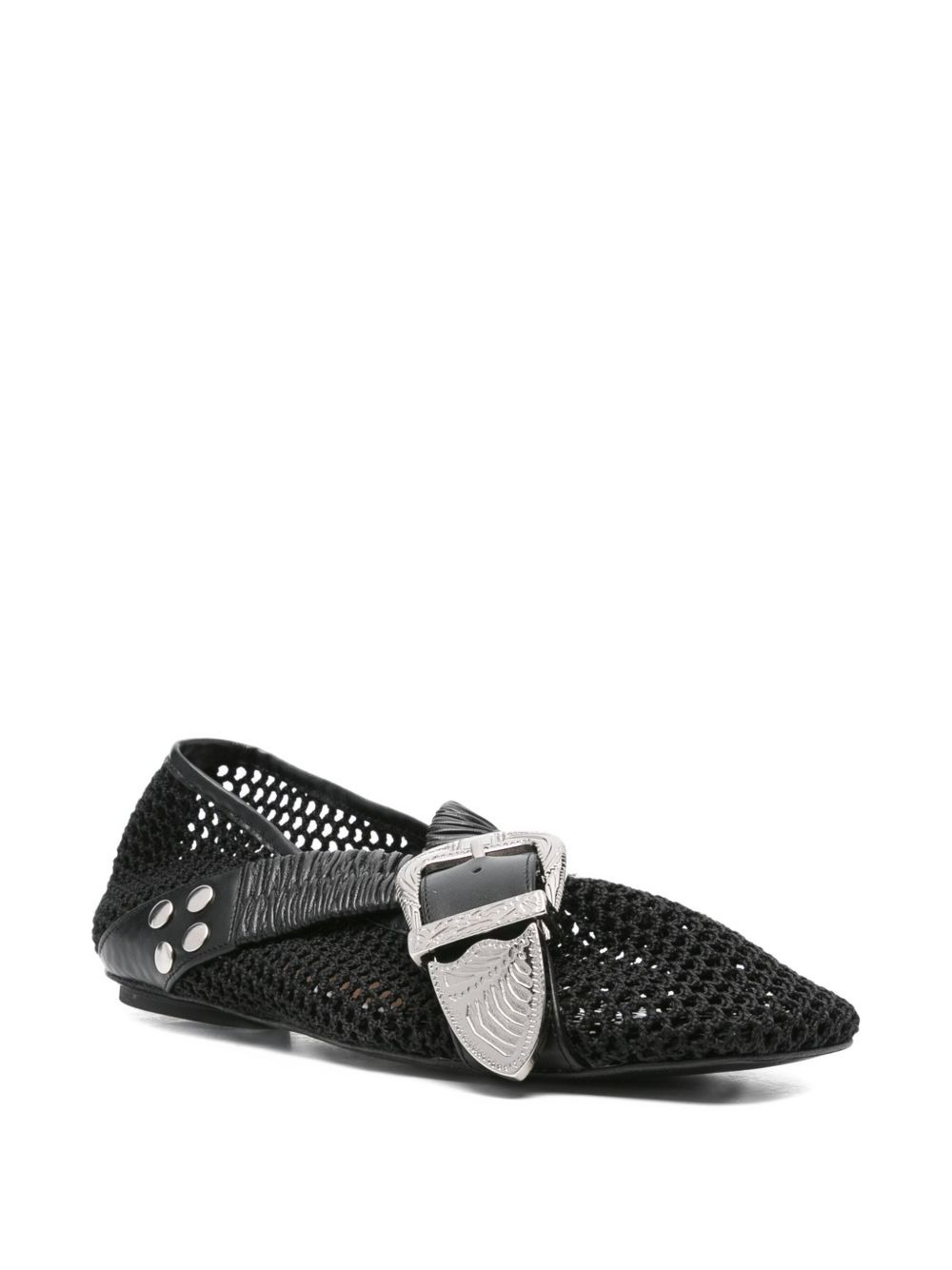 buckle-detail mesh-detail flats - 2