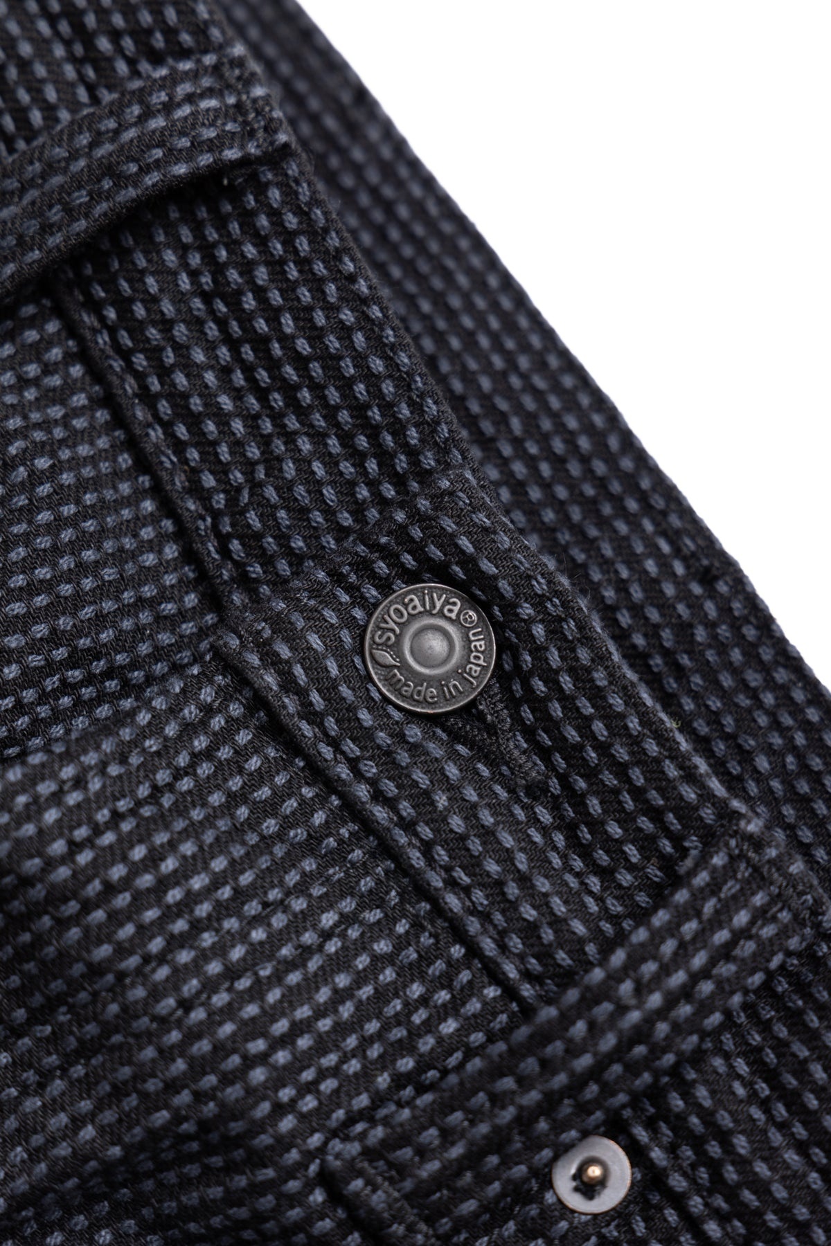 1170-2-BK Sashiko 5P Pants Relax Tapered - Grey x Black - 10