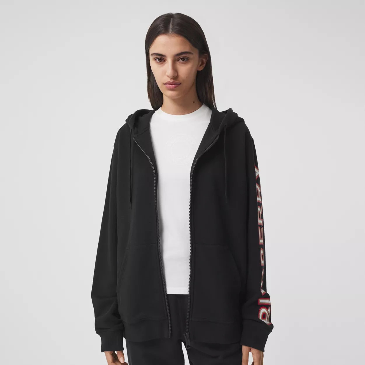 Logo Print Cotton Oversized Hooded Top - 2