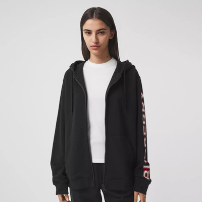 Burberry Logo Print Cotton Oversized Hooded Top outlook