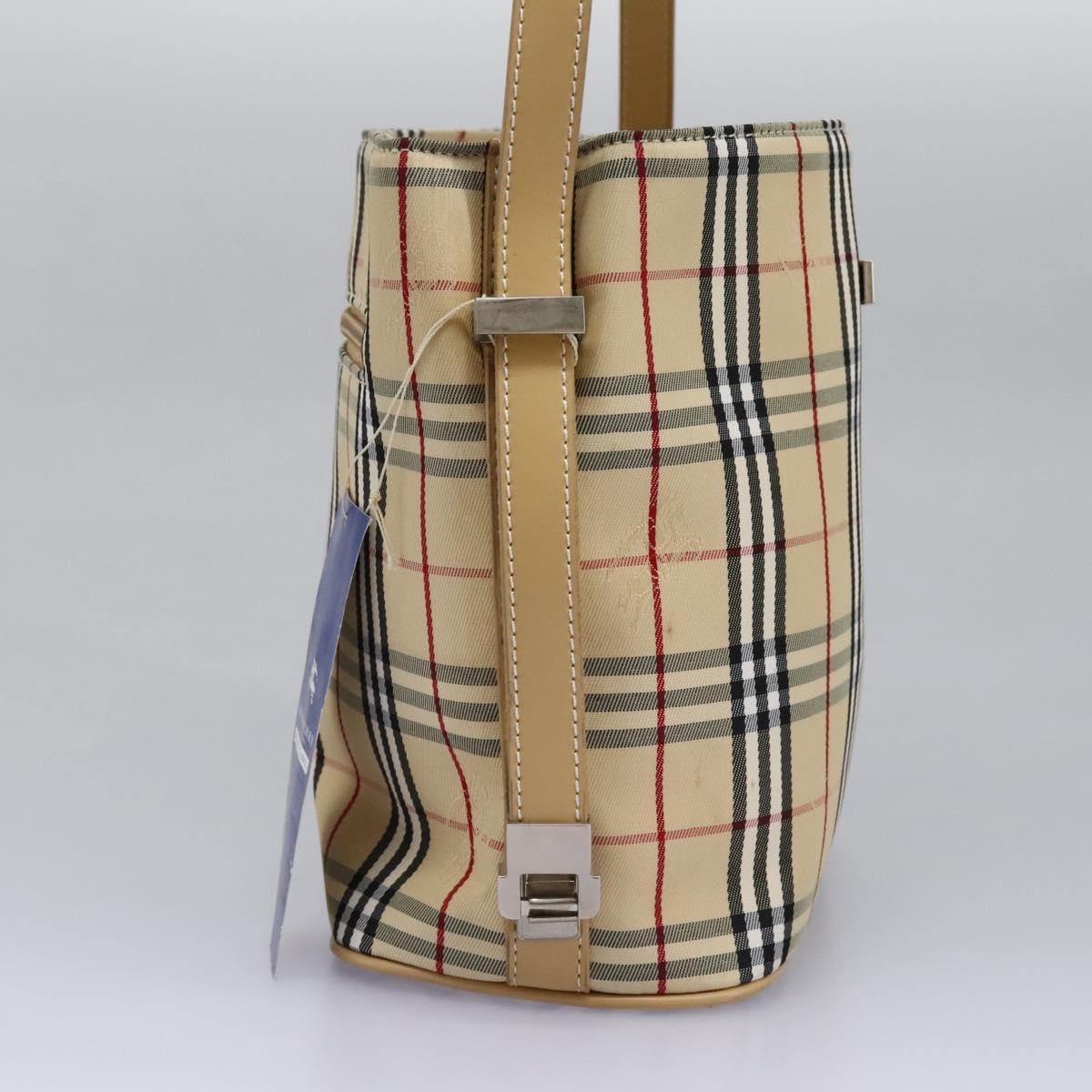 Burberry Nova Check Blue Label Shoulder Bag Canvas Beige Silver - 4