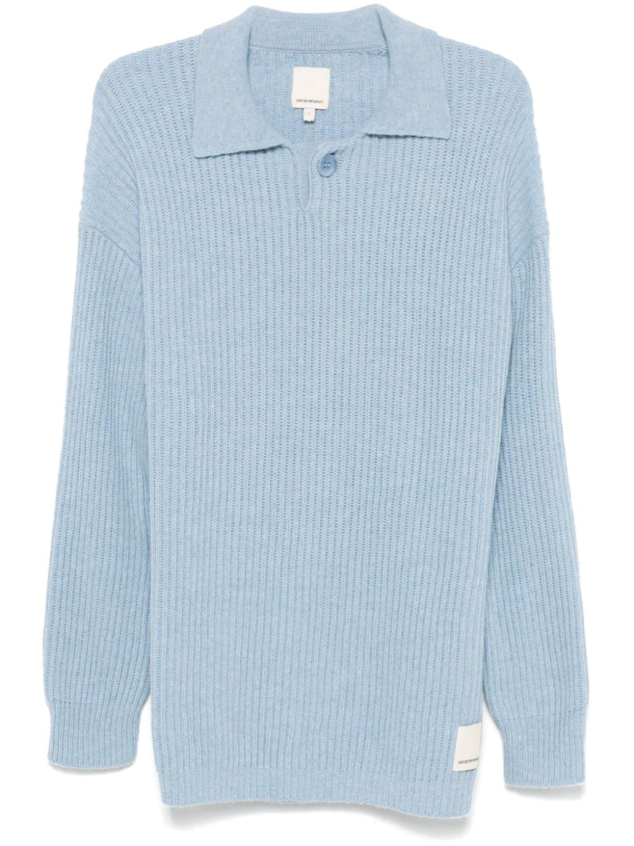 ribbed-knit polo shirt - 1