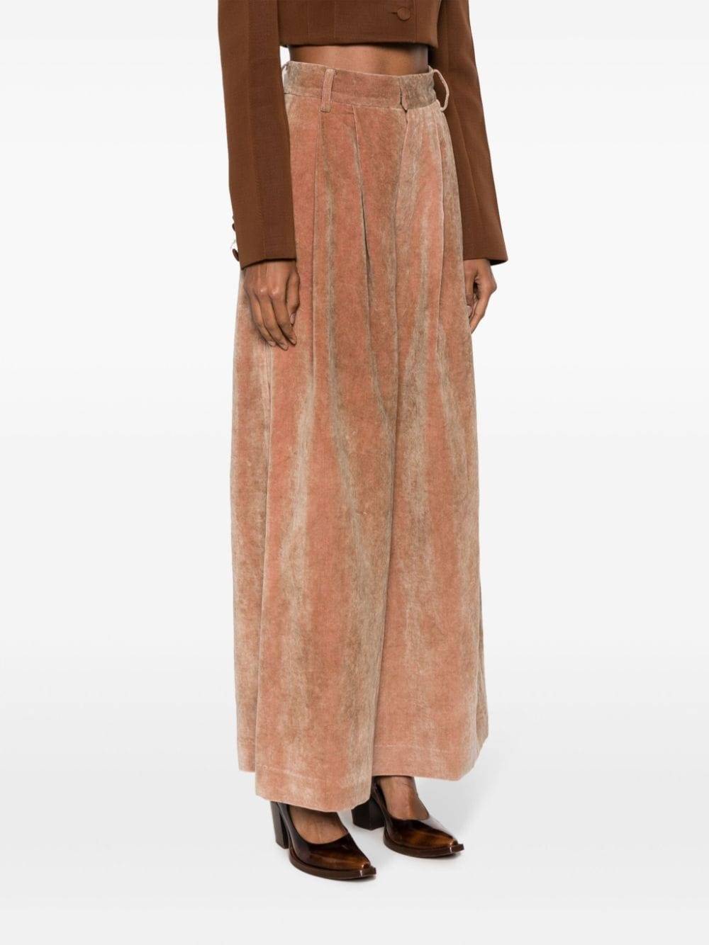 wide-leg velvet trousers - 6