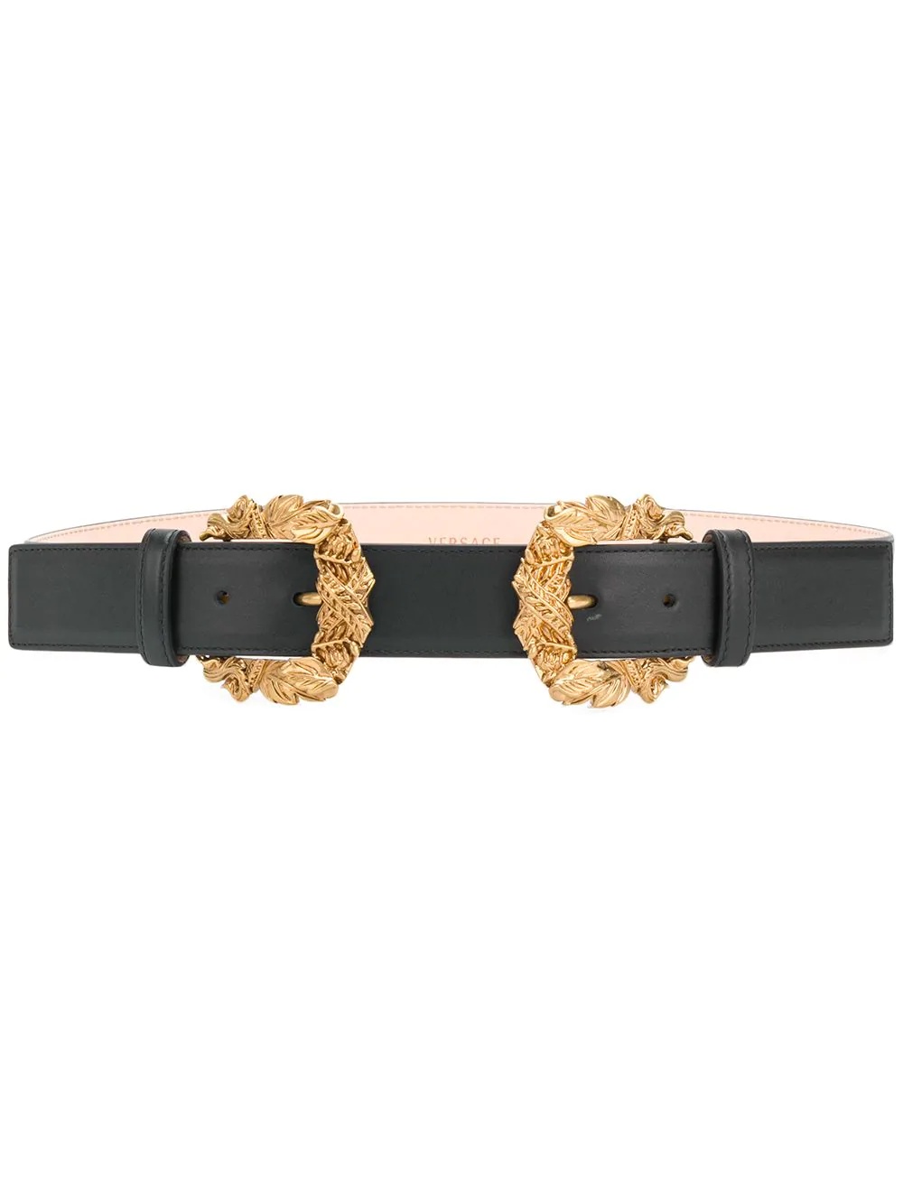 engraved leaf buckle belt - 2