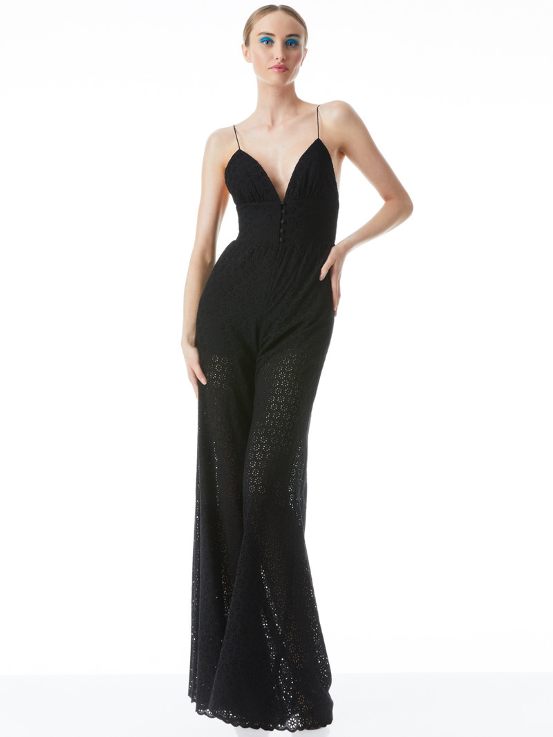 TILLY EYELET WIDE LEG BUTTON FRONT JUMPSUIT 4