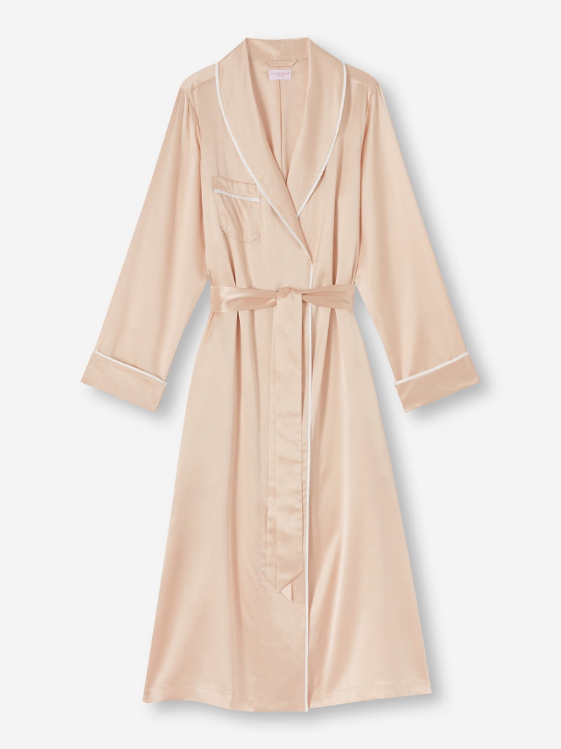 Women's Long Dressing Gown Bailey Silk Satin Champagne - 1