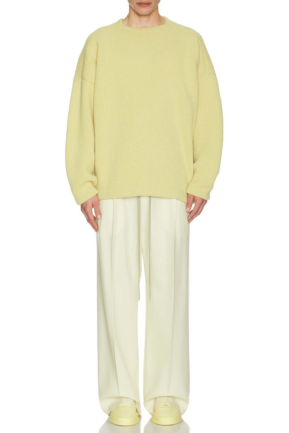 Virgin Wool Boucle Straight Neck Relaxed Sweater - 5