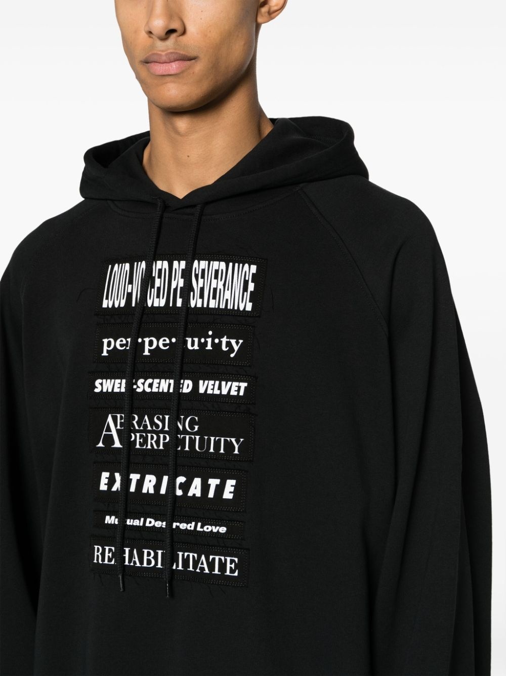 slogan-patches cotton hoodie - 5