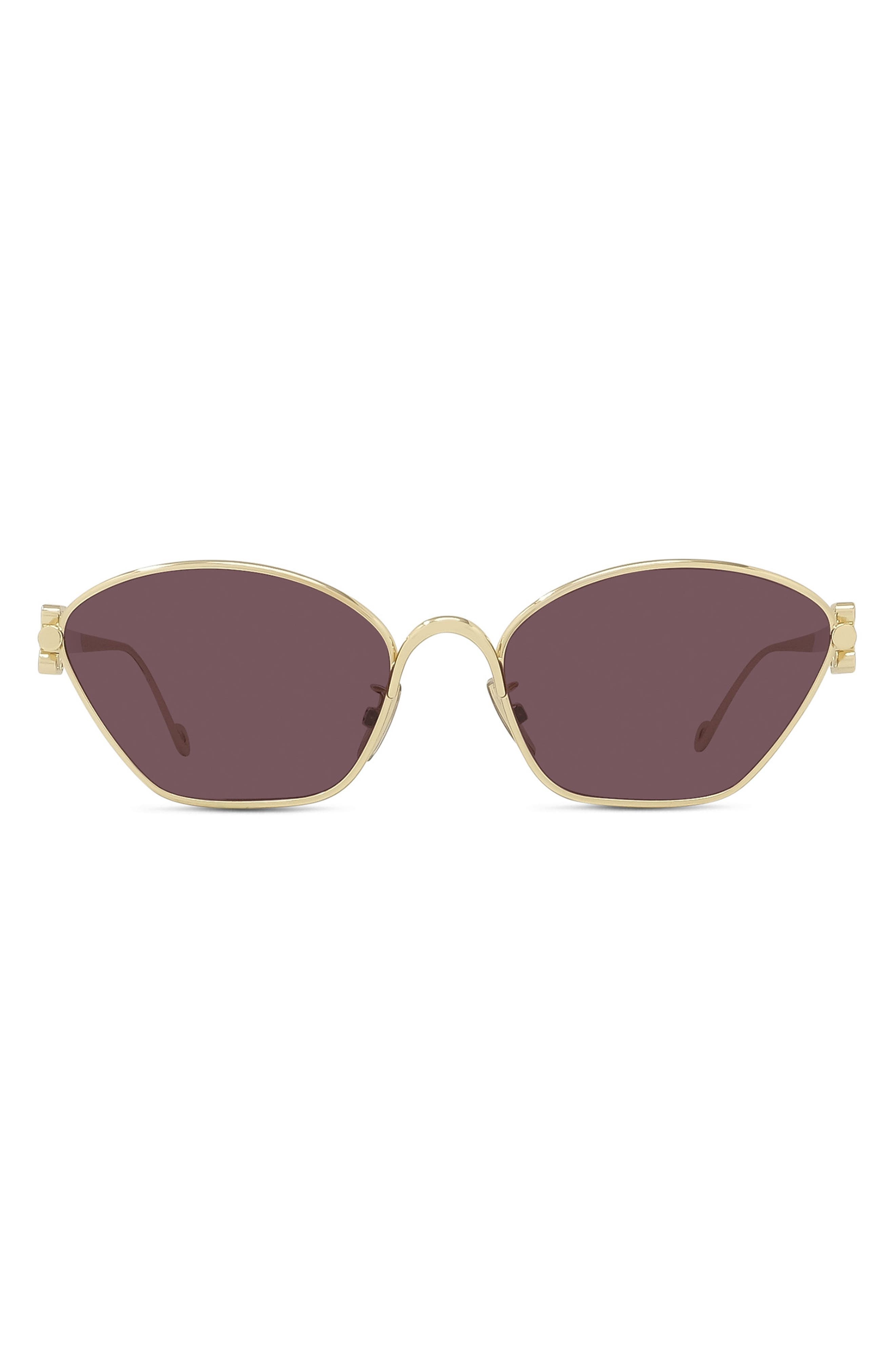 Loewe 57mm Cat Eye Sunglasses in Shiny Endura Gold /Violet at Nordstrom - 1
