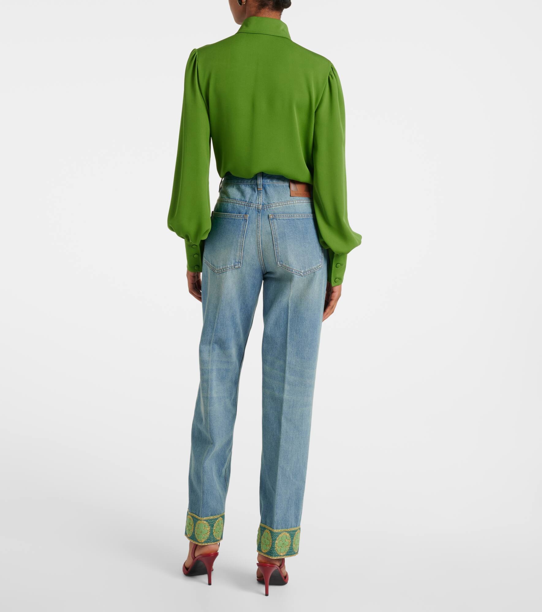 Jacquard-trimmed straight jeans - 3