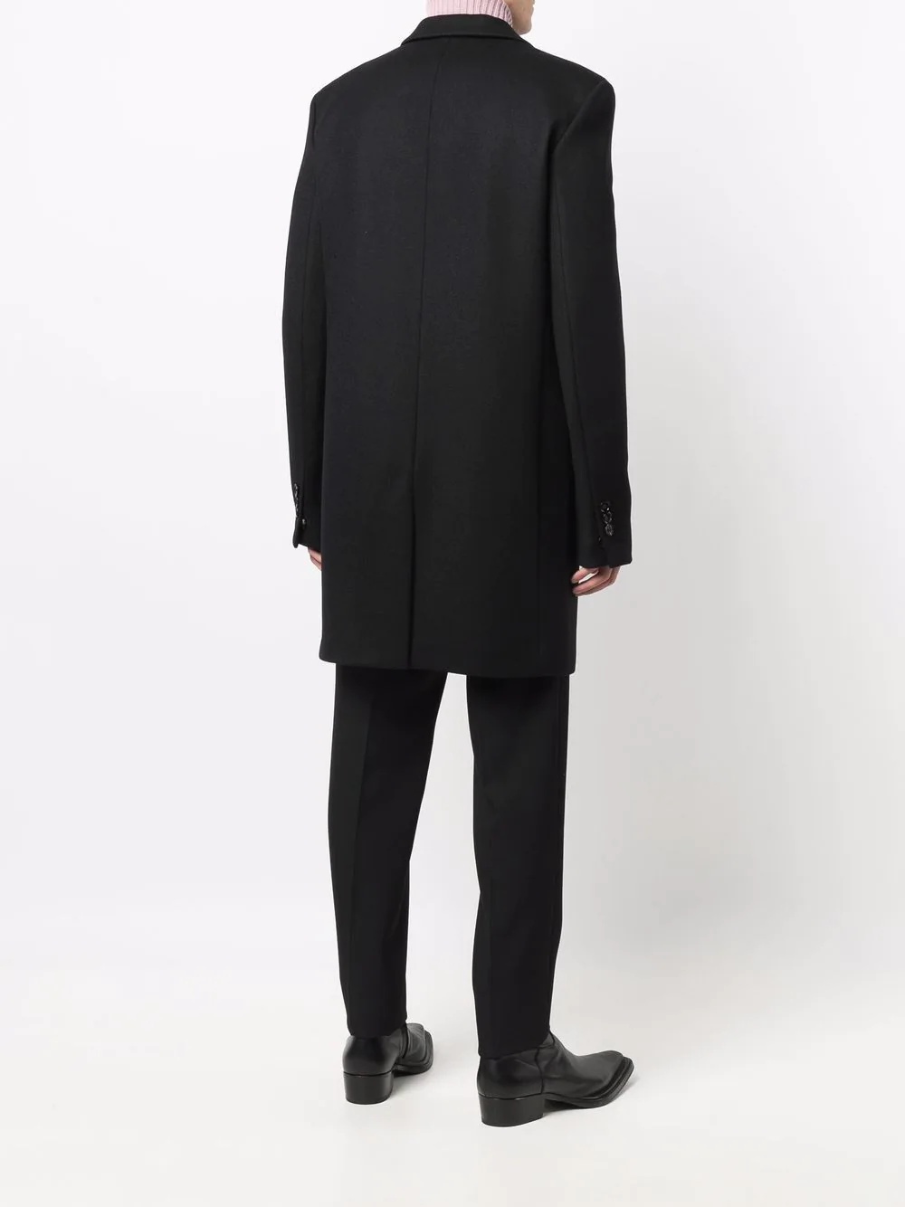 single-breasted button-front mid-calf coat - 4