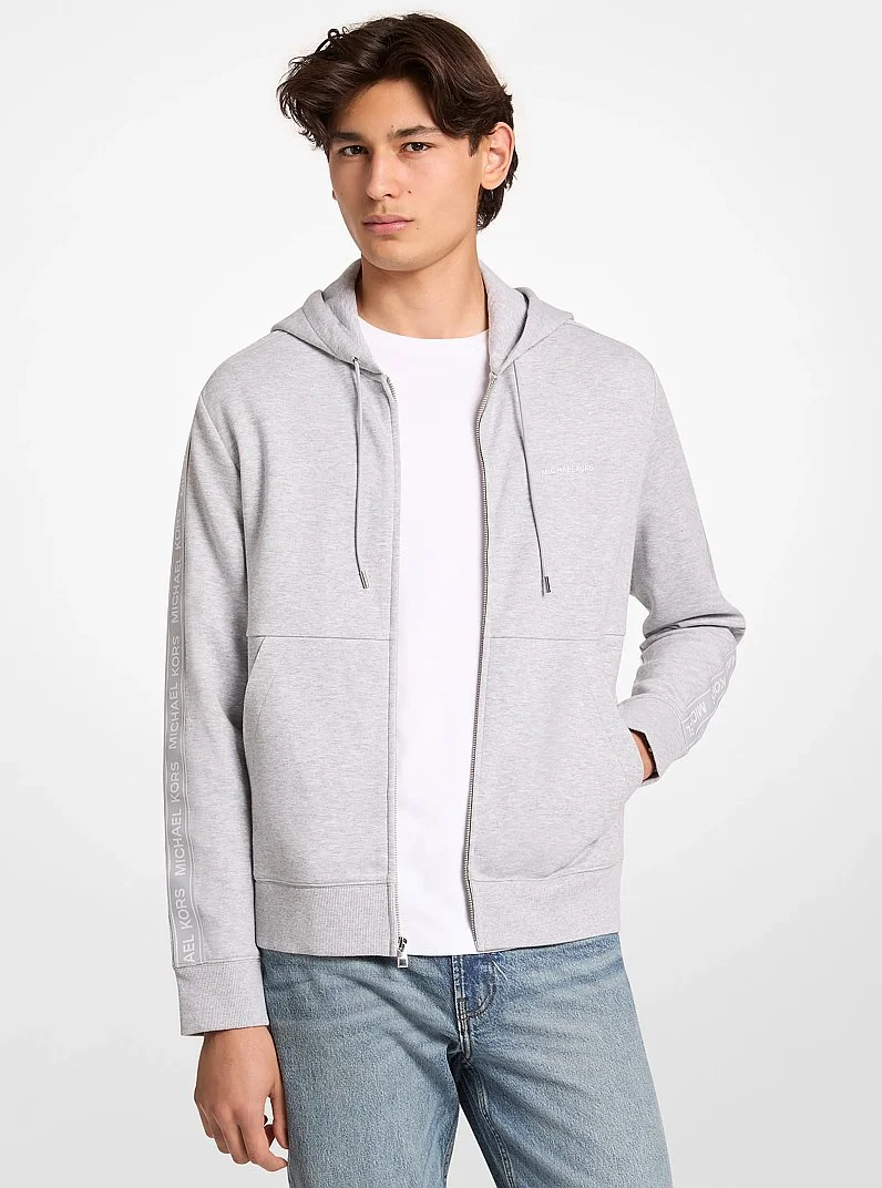 Logo Tape Cotton Blend Zip-Up Hoodie - 1