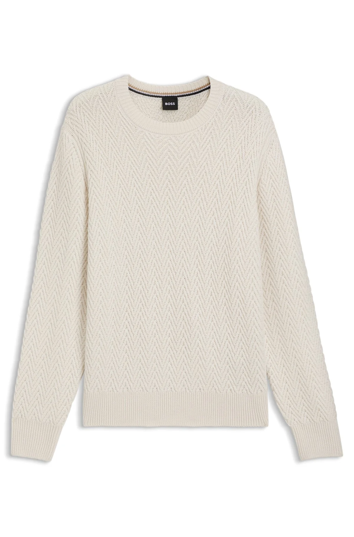 VIRGIN-WOOL SWEATER WITH HERRINGBONE STRUCTURE - 1