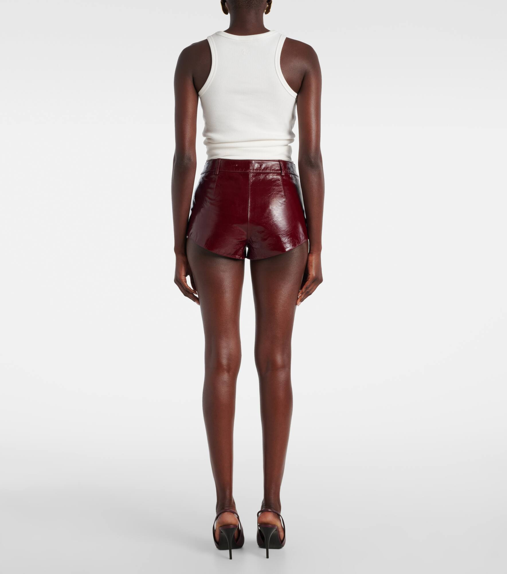 High-rise leather shorts - 3