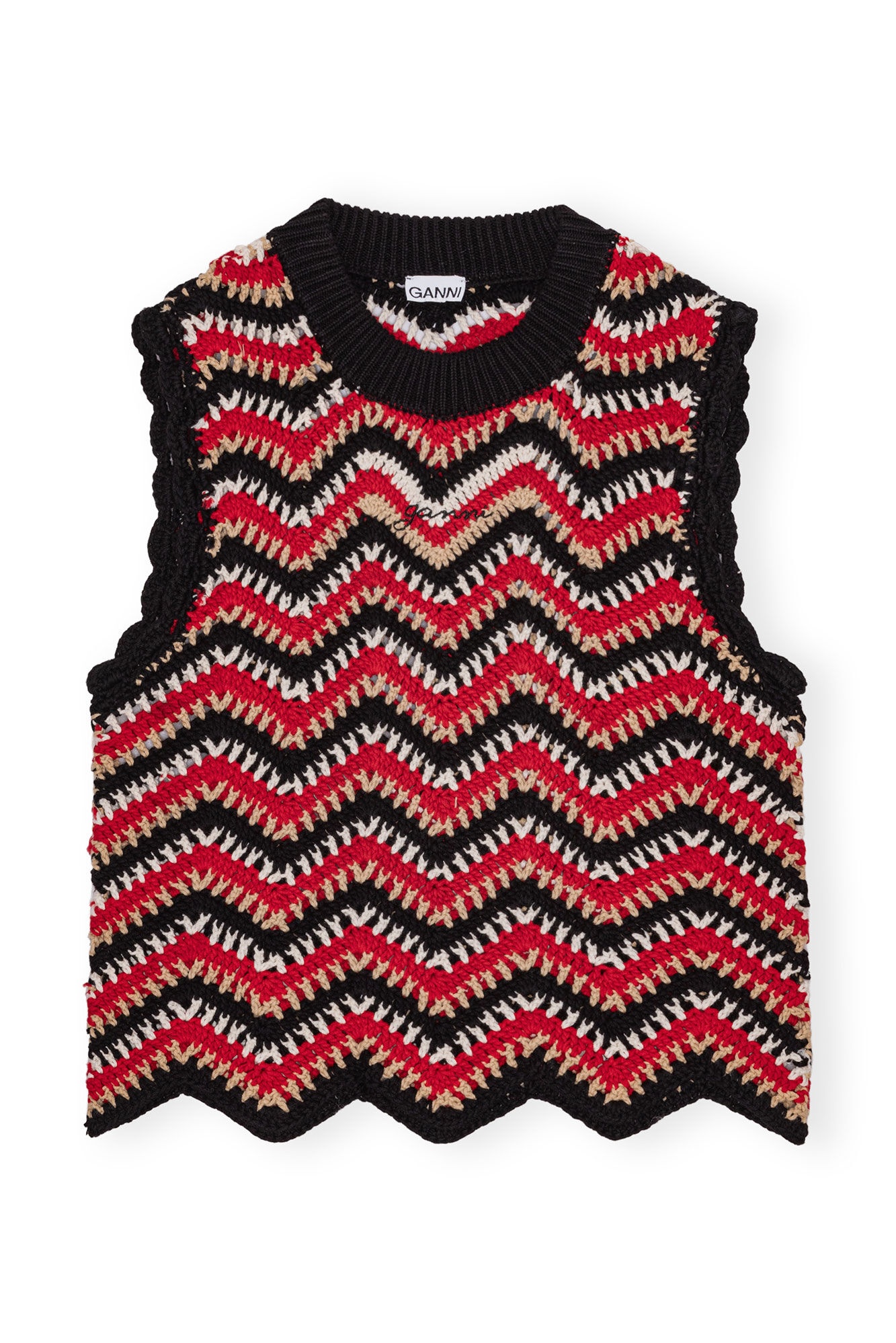 RED COTTON CROCHET VEST - 6