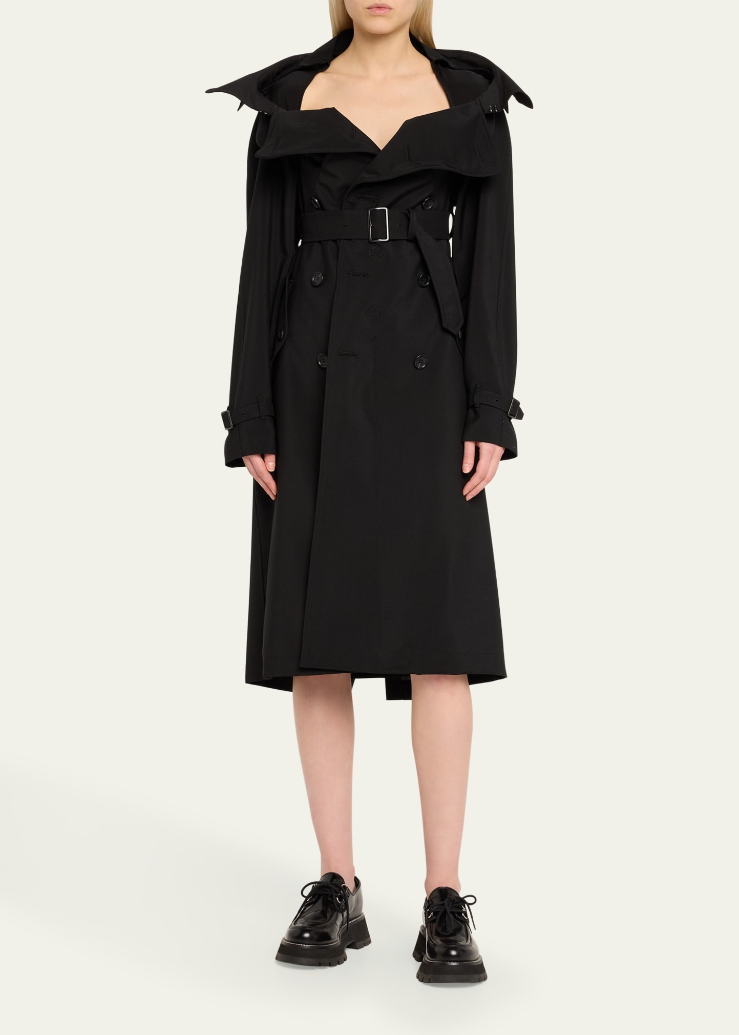Double-Breasted Trench Midi Dress - 2