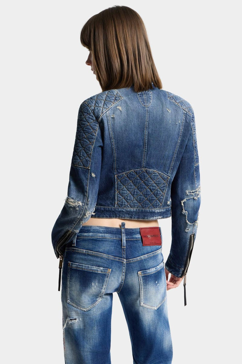 MEDIUM BROKEN BIKER JEAN JACKET 4