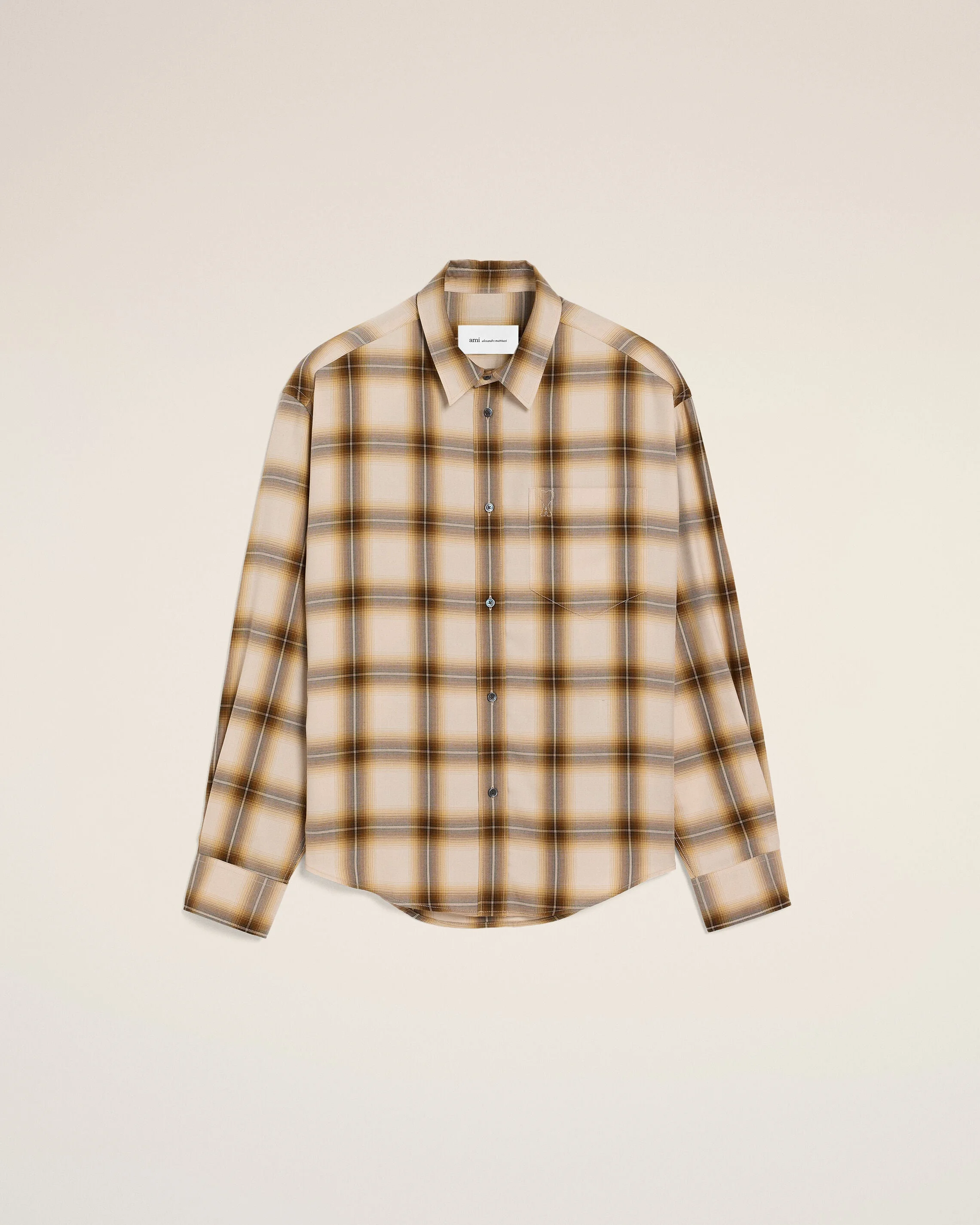BOXY BEIGE CHECKERED SHIRT AMI DE COEUR IN CANVAS - 1