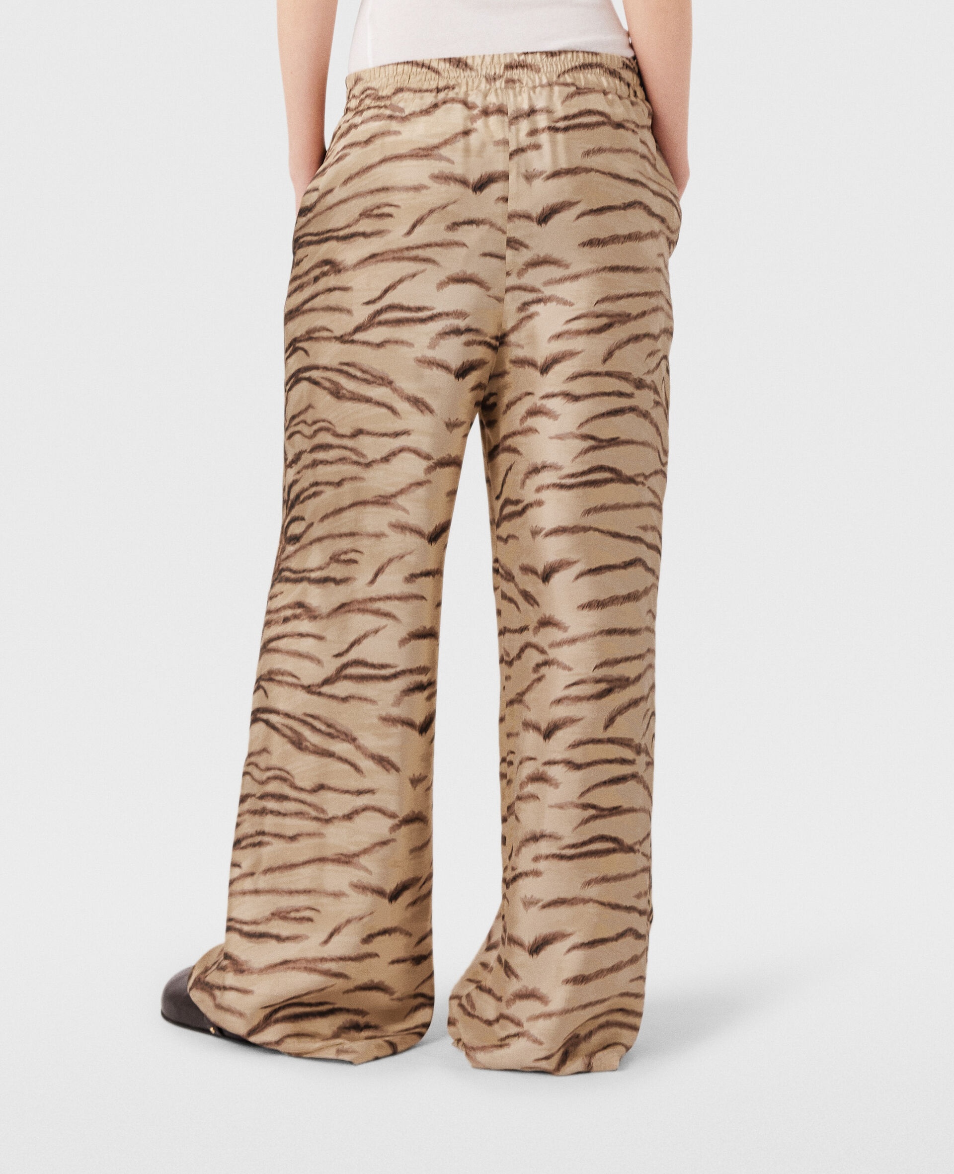 Tiger Print High-Rise Wide-Leg Pants - 7