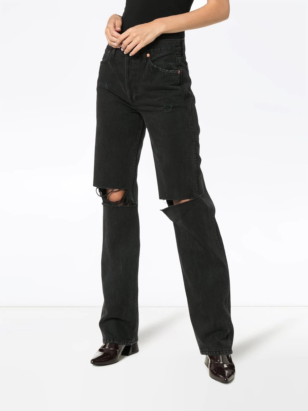 high rise cutout loose jeans - 3