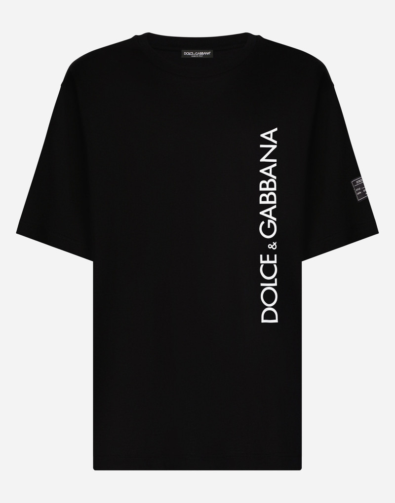 Short-sleeved T-shirt with vertical logo print 1