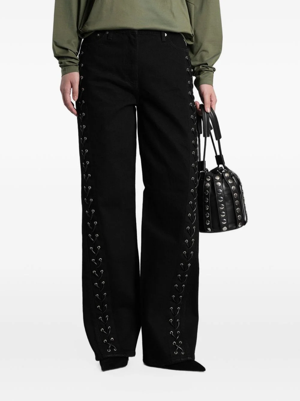 Borderline lace-up wide-leg jeans - 1