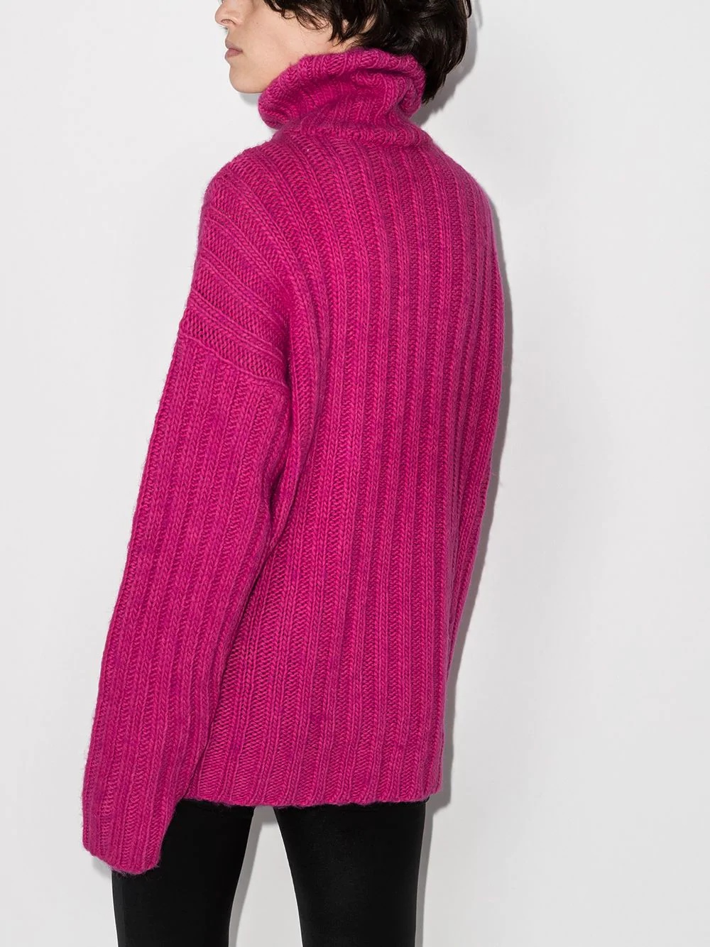 roll neck ribbed jumper - 3