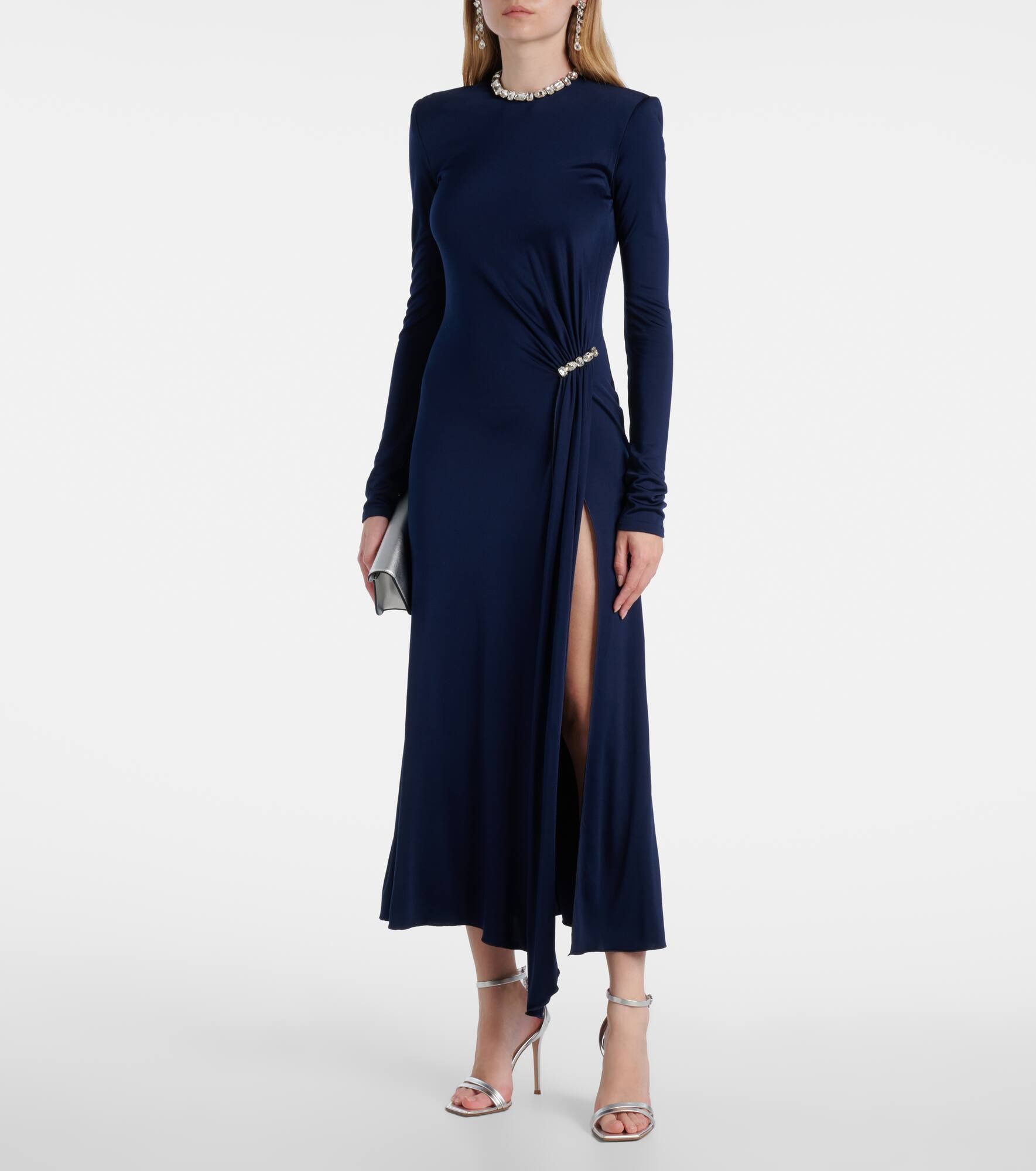 Crystal-embellished gathered midi dress - 2