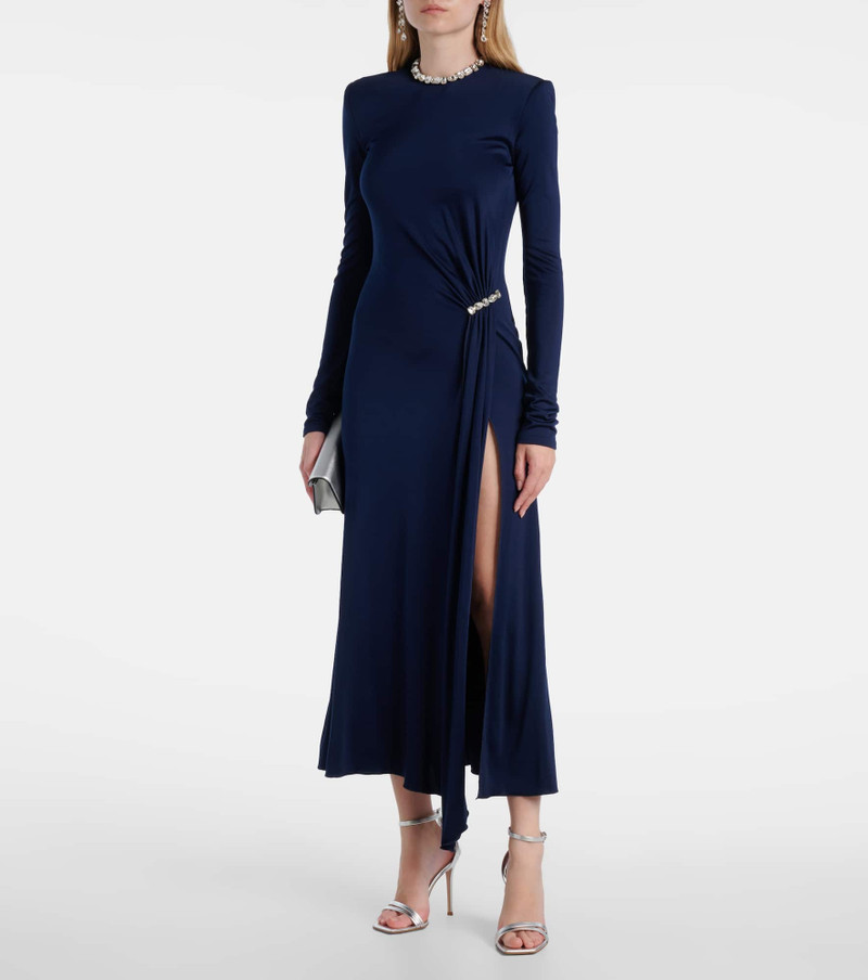 David Koma Crystal-embellished gathered midi dress outlook