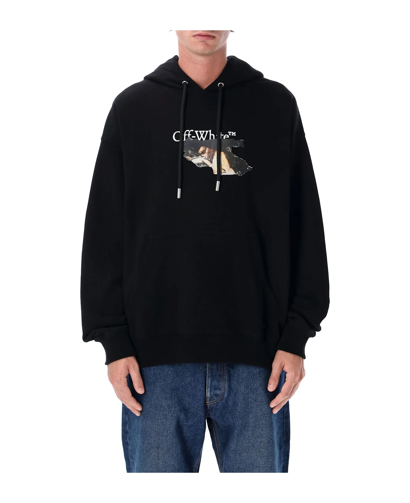 Off-white Paint Arrow Black Cotton Skate Hoodie - 1