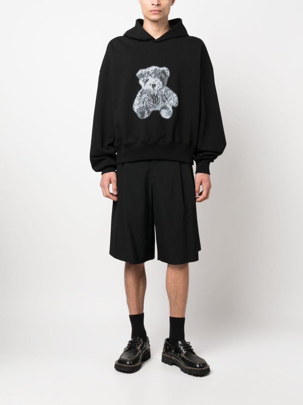 teddy bear-print cotton hoodie - 2