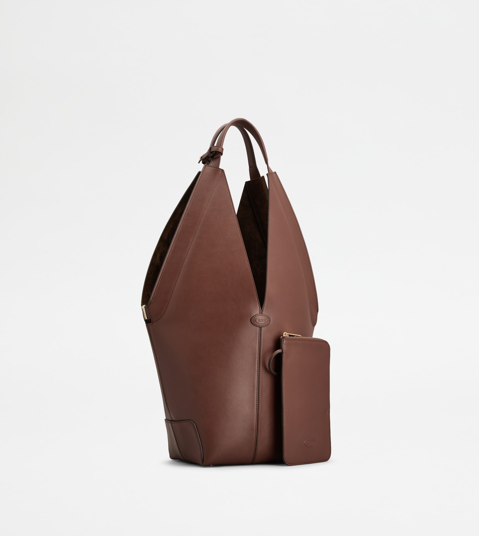 TOD'S DI BAG FOLIO SHOULDER BAG IN LEATHER SMALL - BROWN - 3