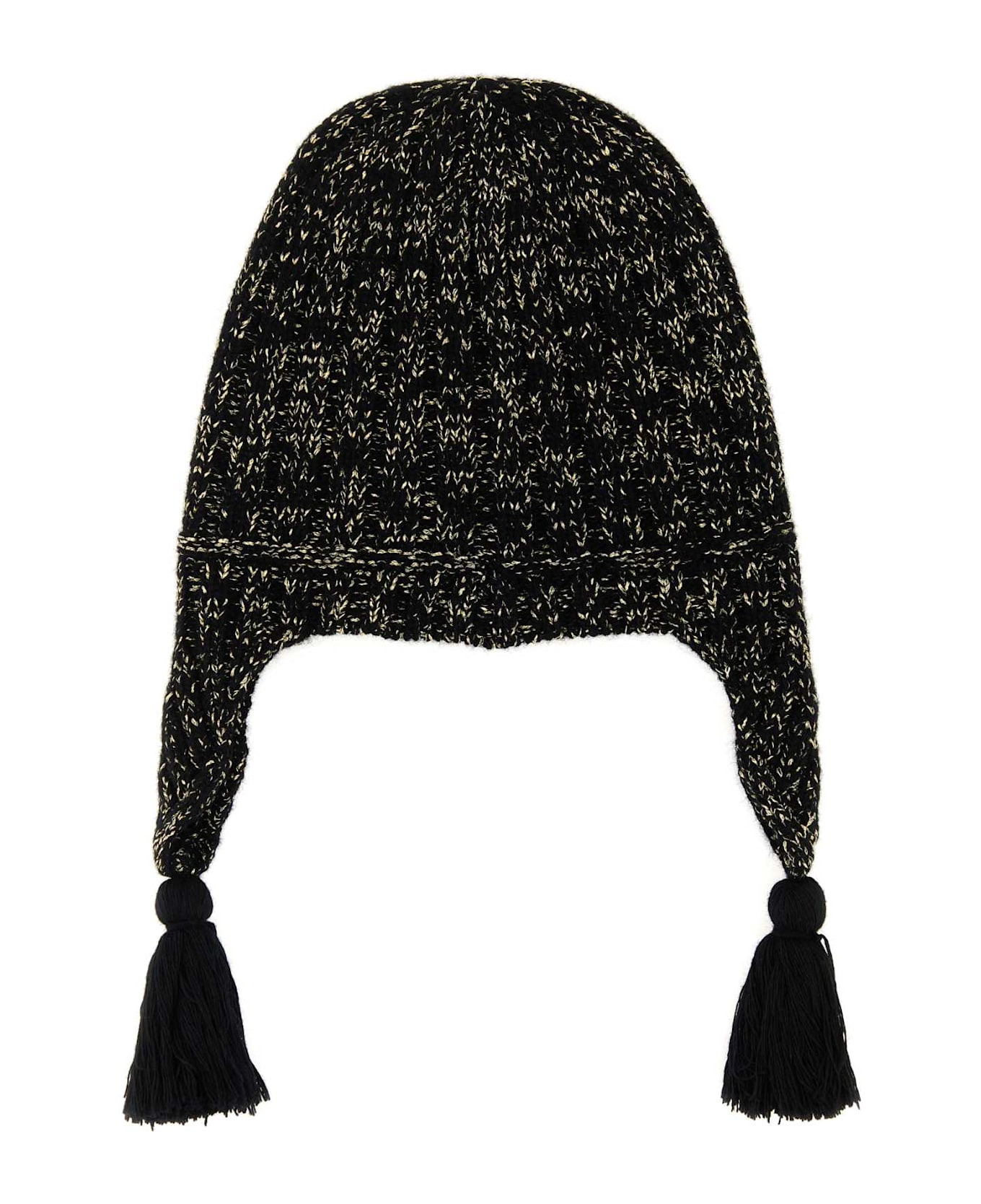 Black Wool Blend Beanie - 2
