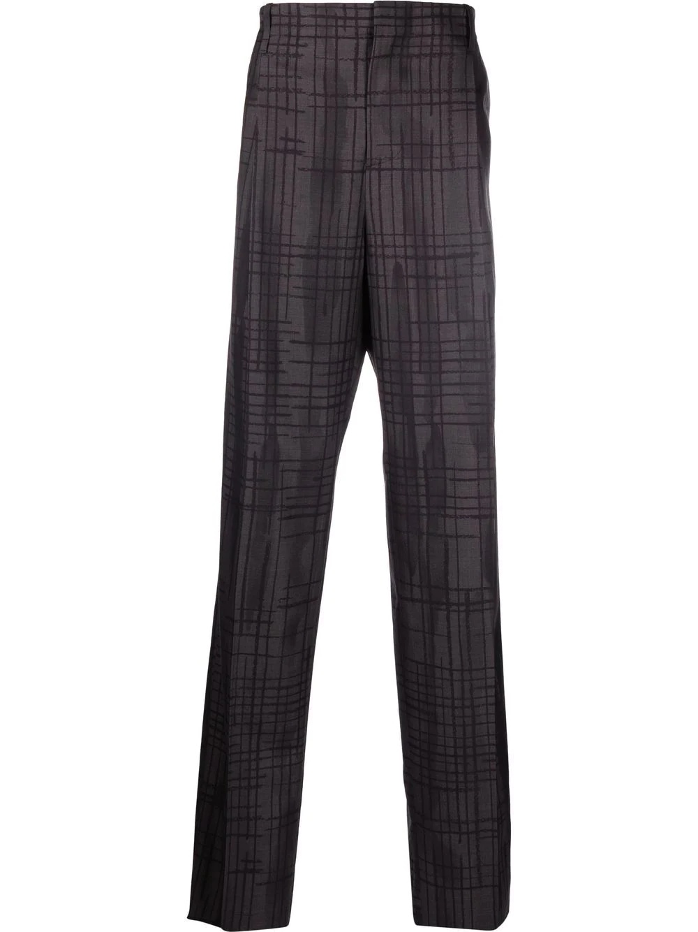 check-print wool-blend trousers - 1