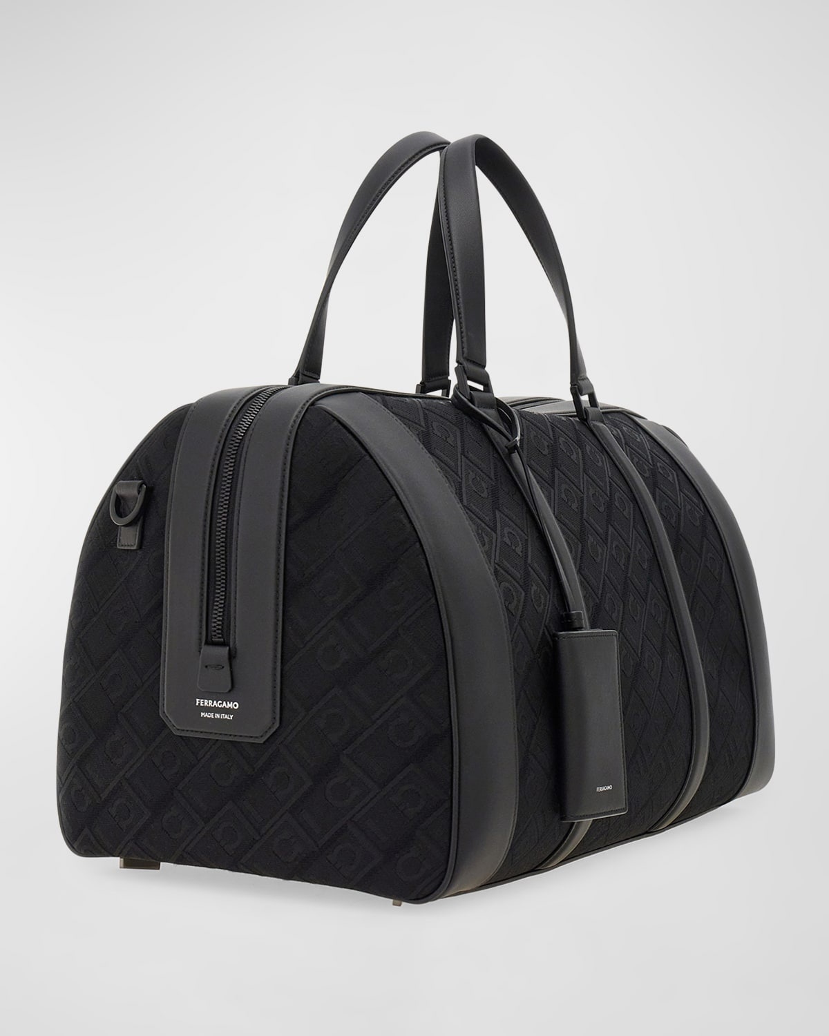 Men's Jacquard and Leather Duffel Bag - 2