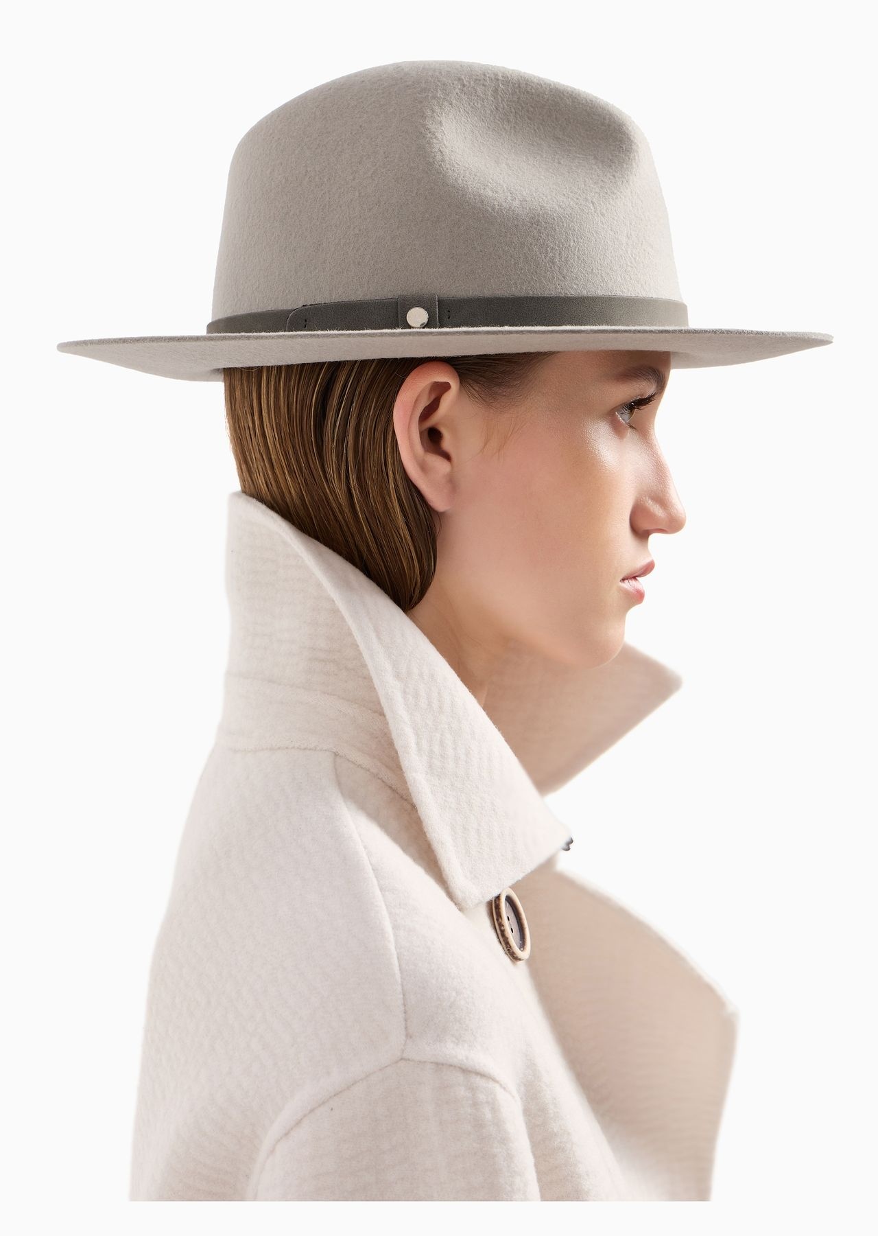 Wool cloth fedora hat with band - 3