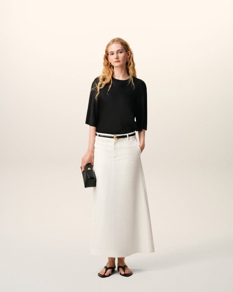 AMI Paris BLACK SATIN SHORT SLEEVES RIB DETAIL T-SHIRT outlook