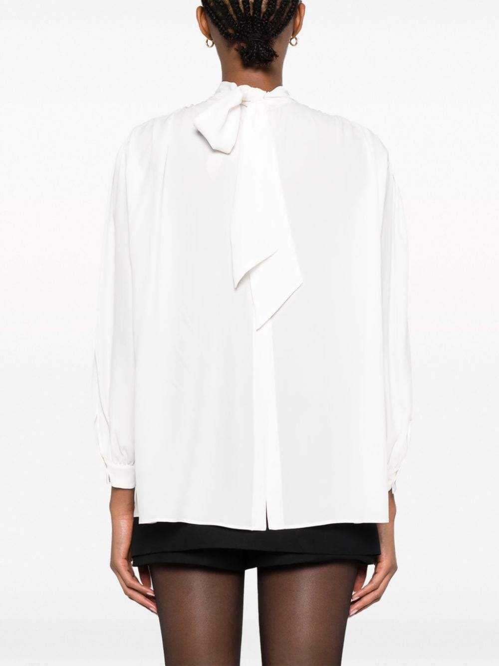 bow-fastening crepe top - 4