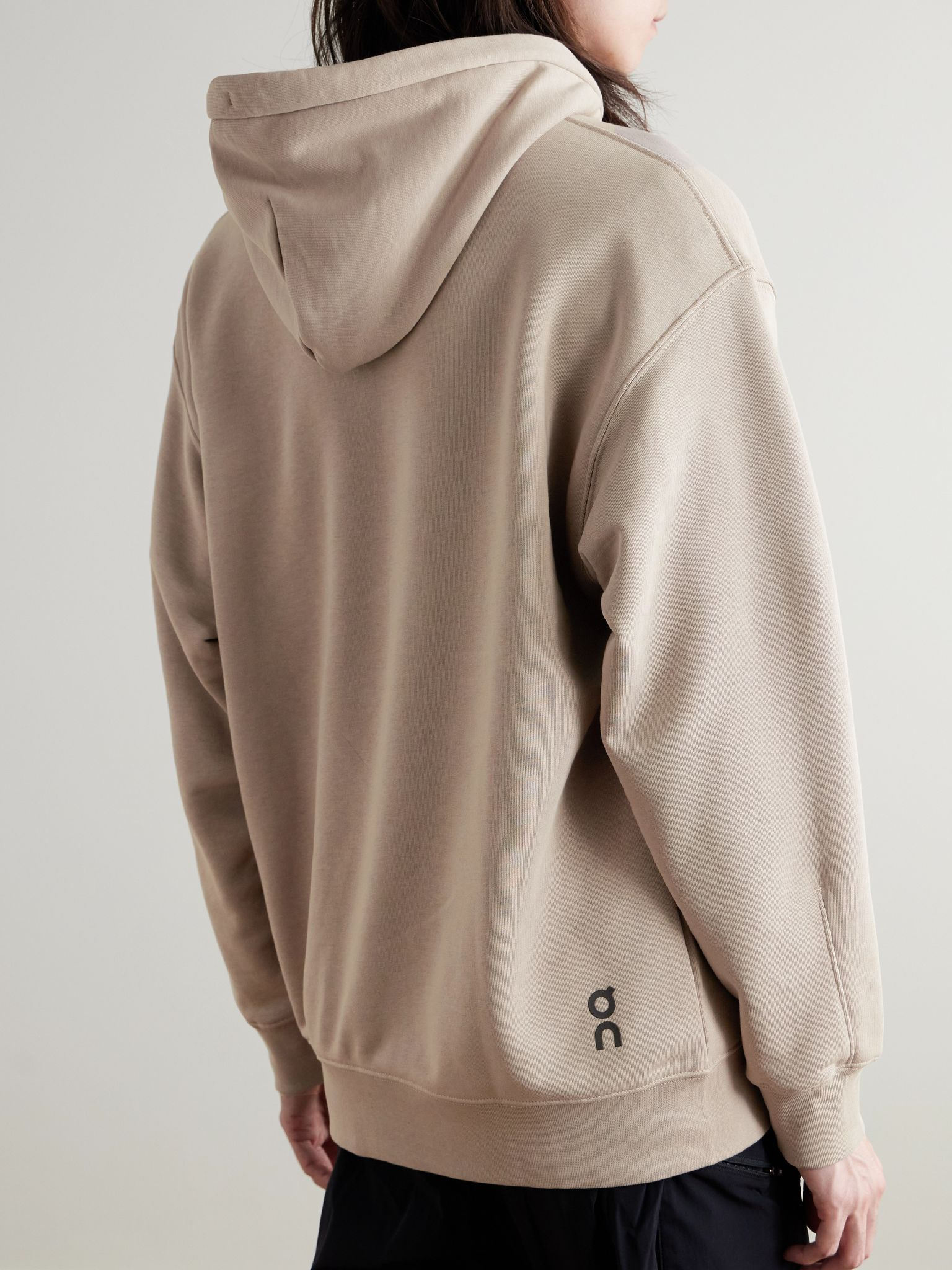 Club Logo-Print Organic Cotton-Blend Jersey Hoodie Beige - 3