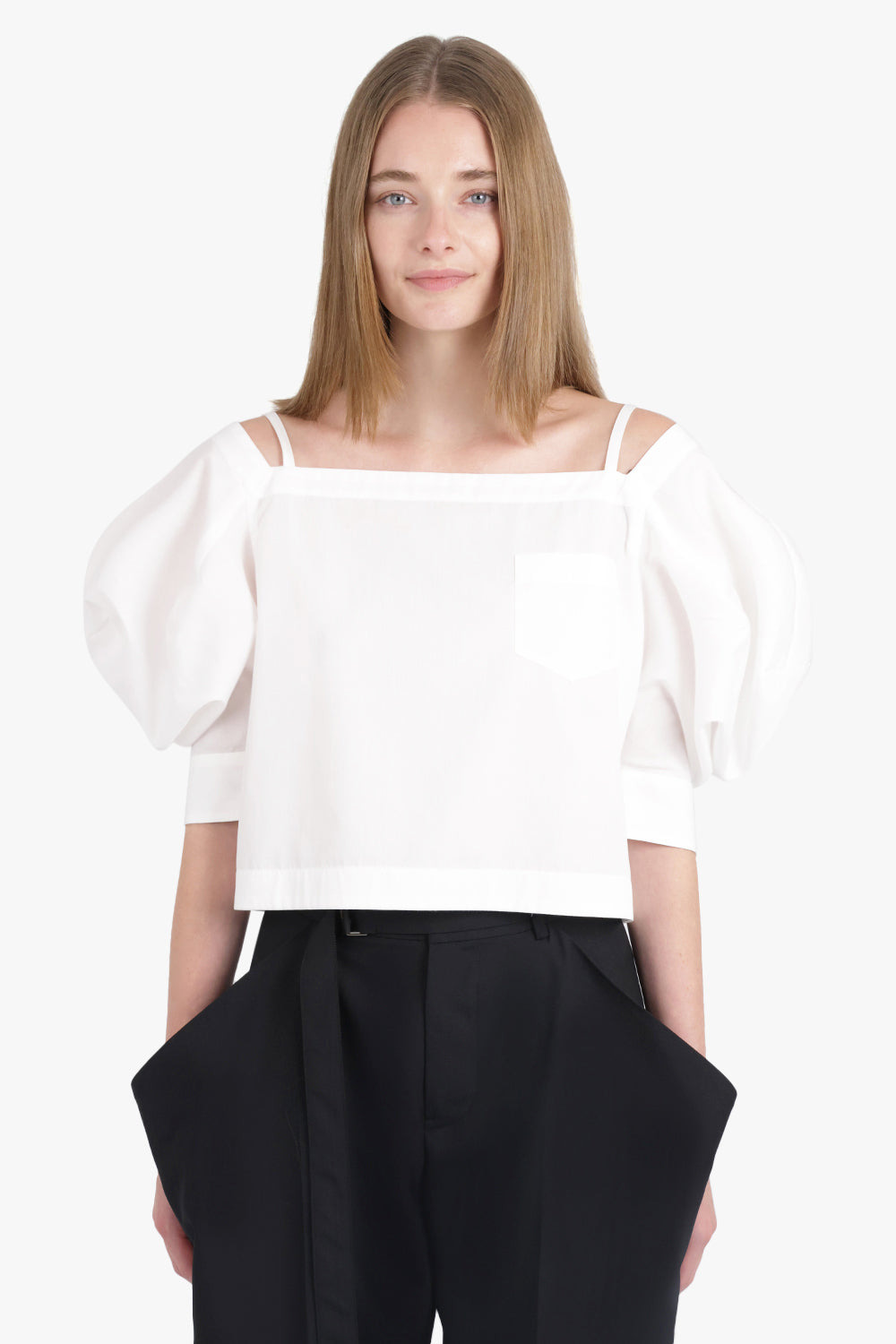 OFF SHOULDER TOP WITH EXAGGERATED WING SLEEVE | OFF WHITE - 2