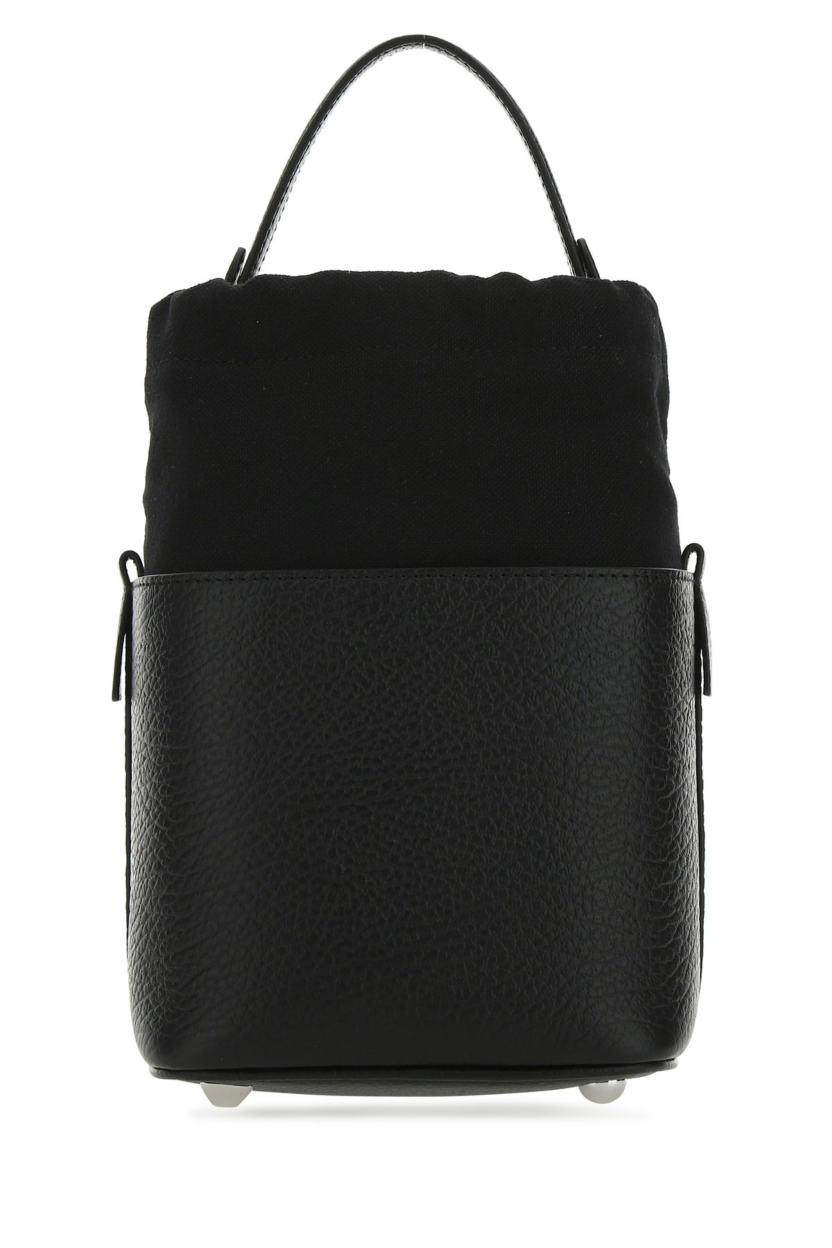 Black leather and canvas mini 5AC bucket bag - 3