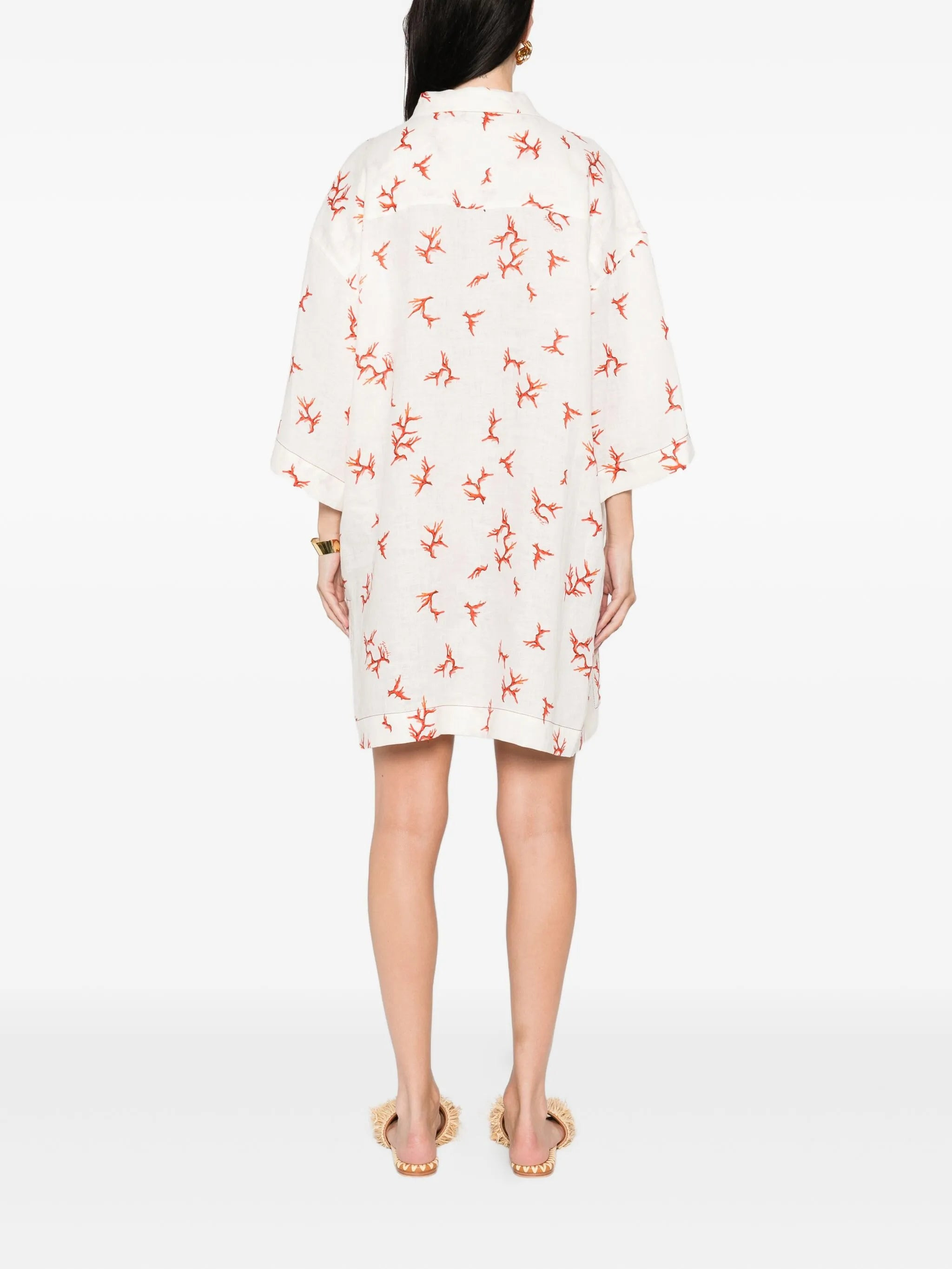 Fendi Coral-print Tie-neck Mini Dress - 5