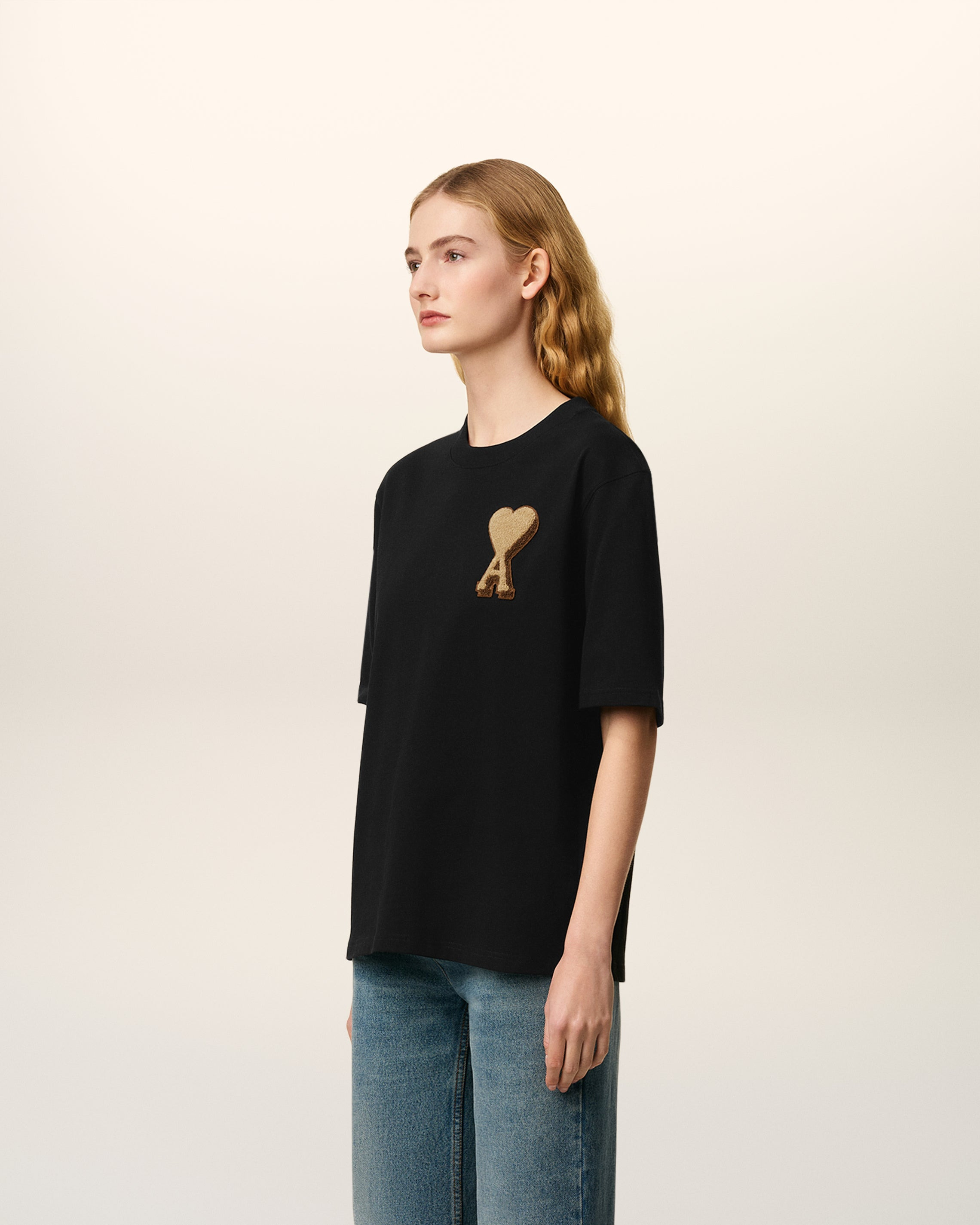 BLACK COTTON AMI DE COEUR T-SHIRT - 6
